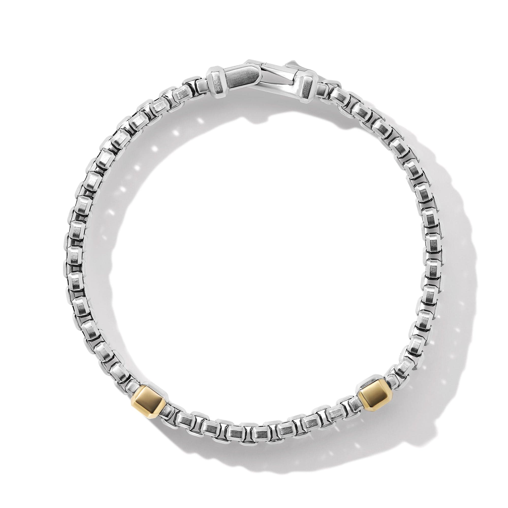 Double Box Chain Bracelet with 18K Yellow Gold