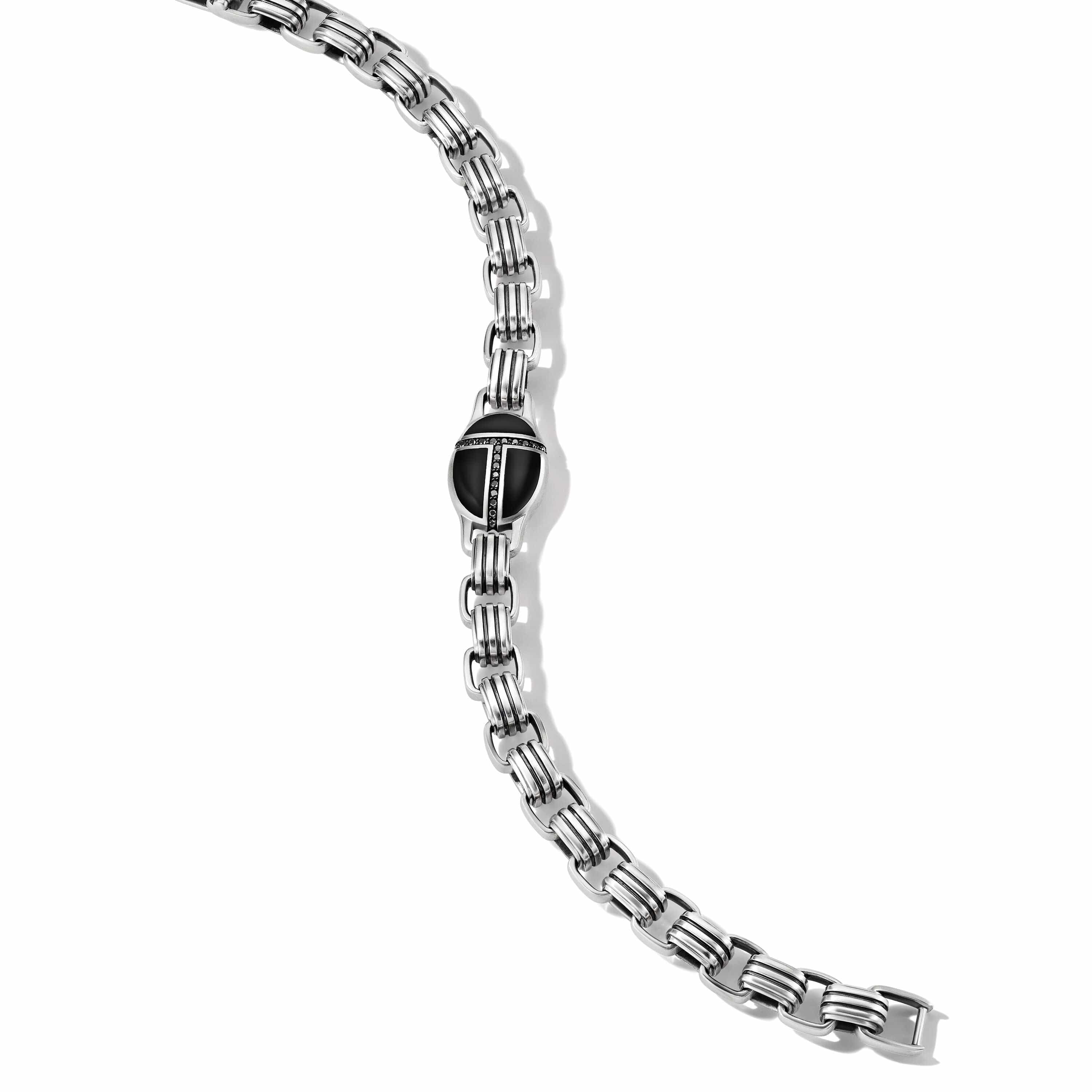 Cairo Chain Link Bracelet in Sterling Silver with Black Onyx and Pavé Black Diamonds - Image 2