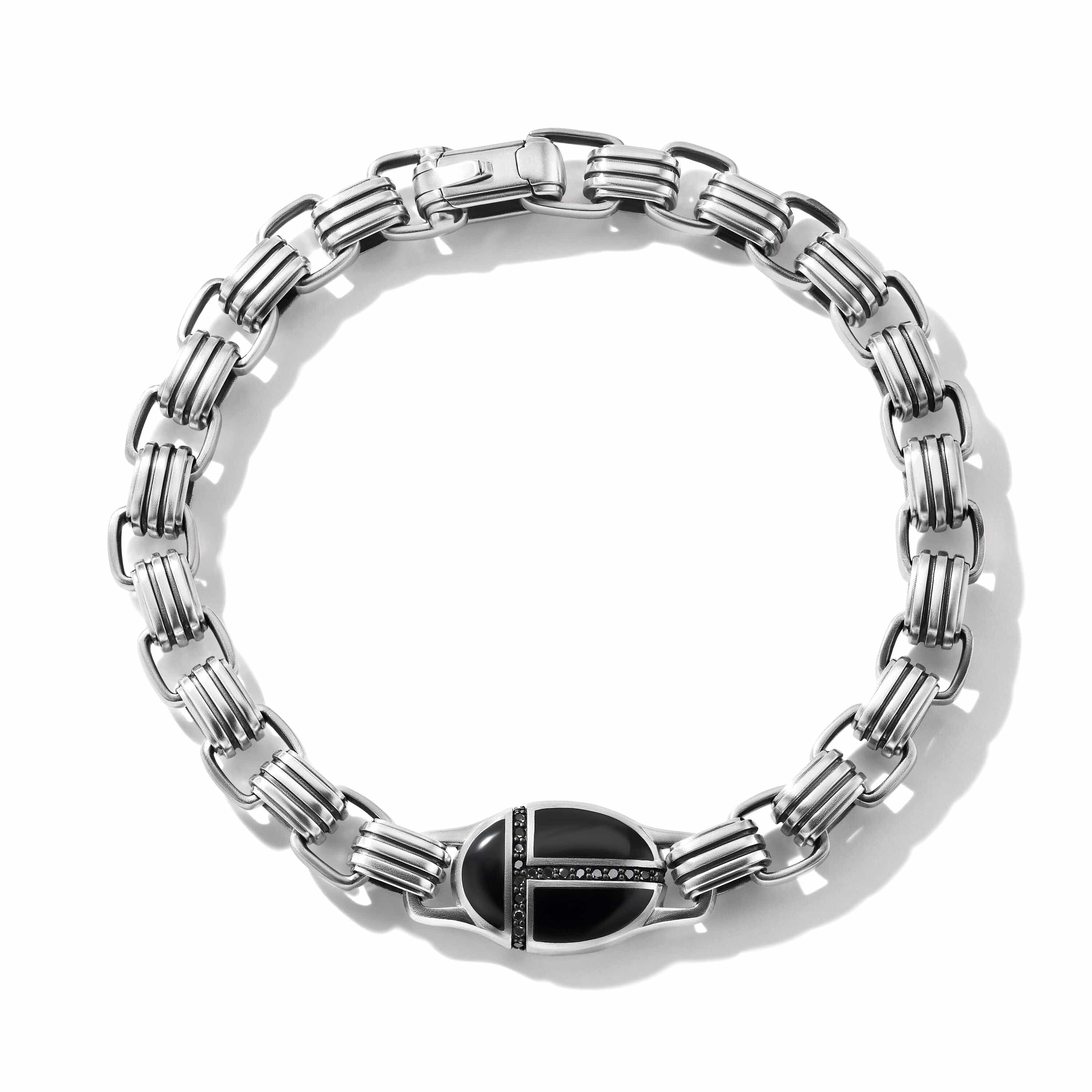 Cairo Chain Link Bracelet in Sterling Silver with Black Onyx and Pavé Black Diamonds - Image 3