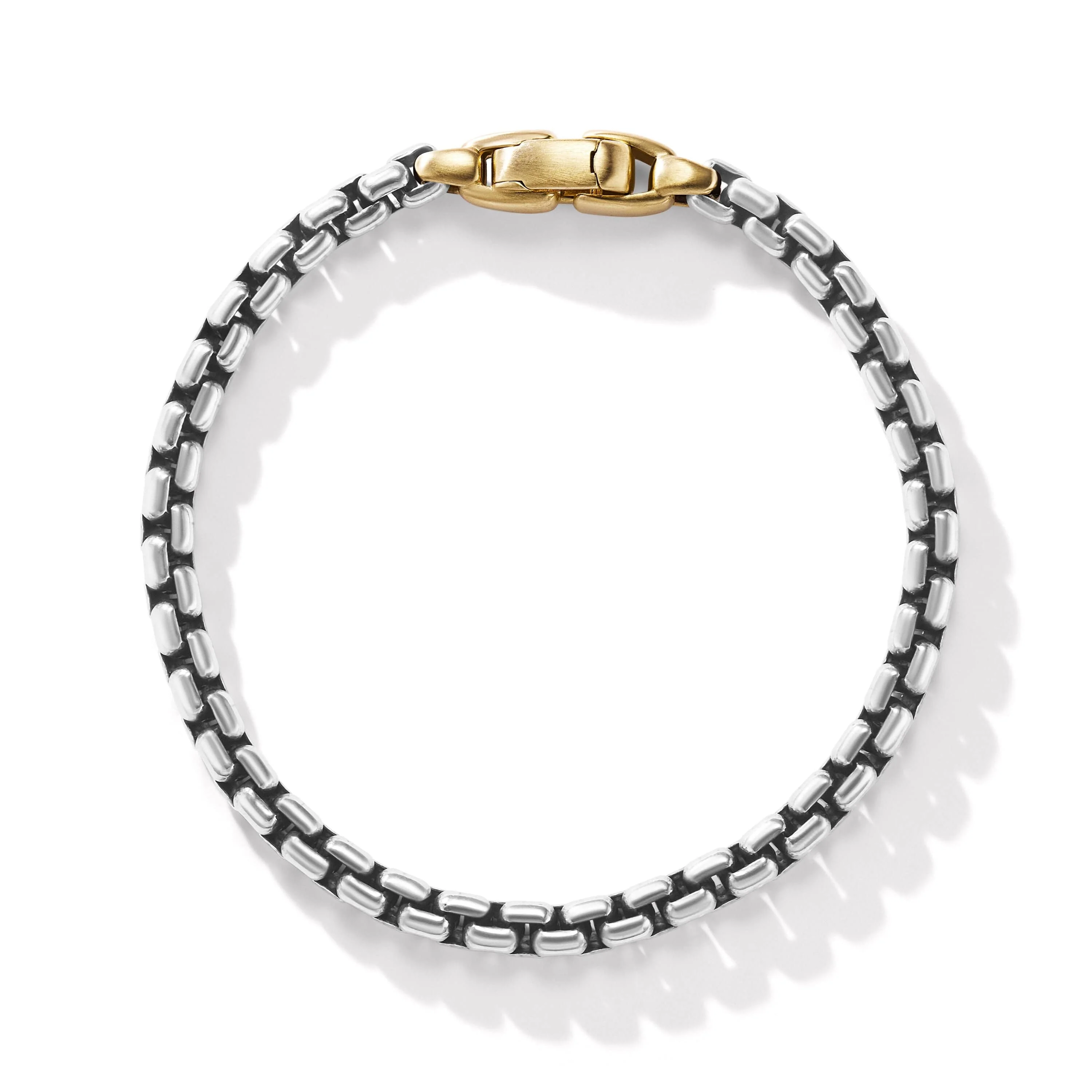 Box Chain Bracelet in Sterling Silver with 14K Yellow Gold - Image 3