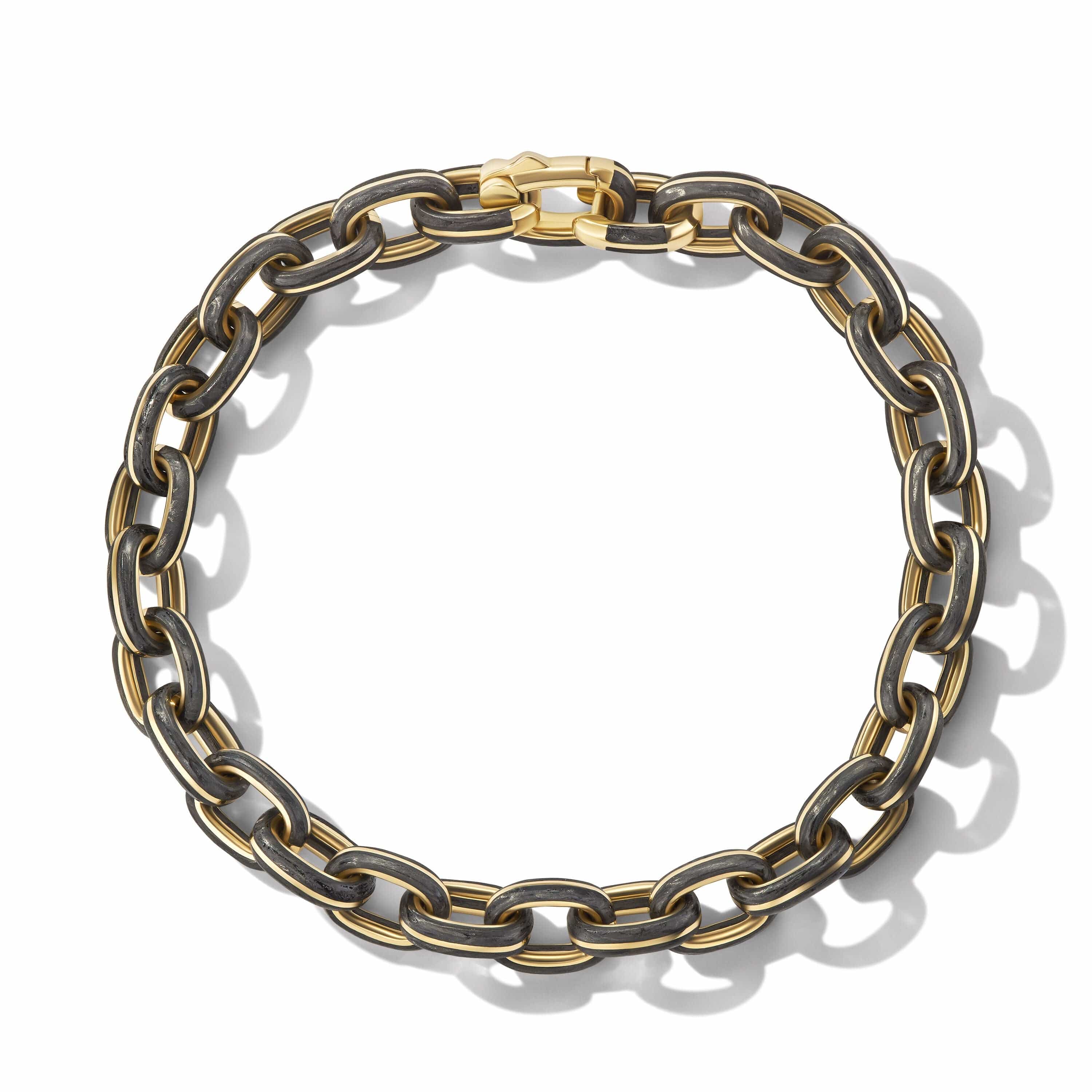 Forged Carbon Link Bracelet in 18K Yellow Gold - Image 2