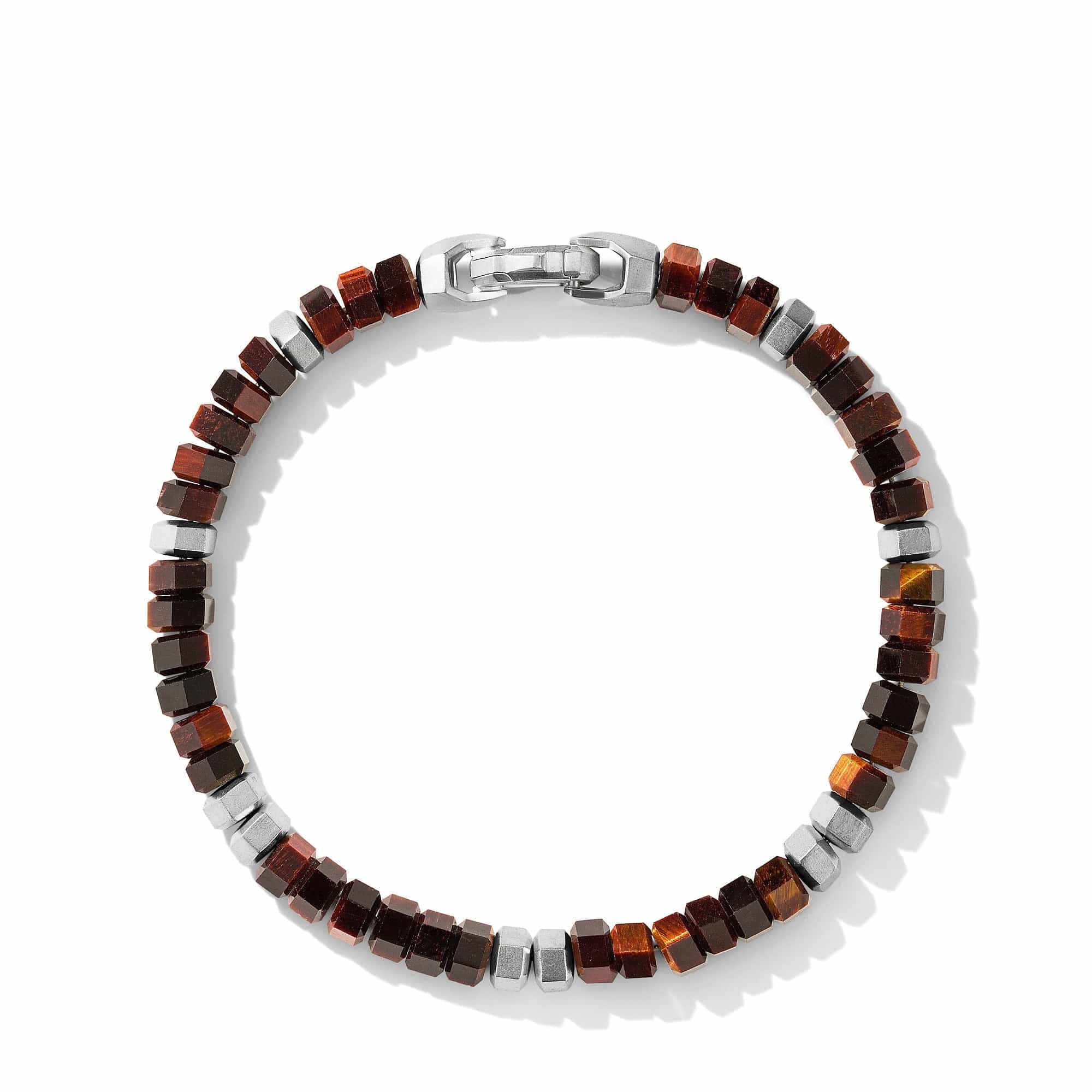 Hex Bead Bracelet in Sterling Silver with Red Tiger's Eye - Image 2