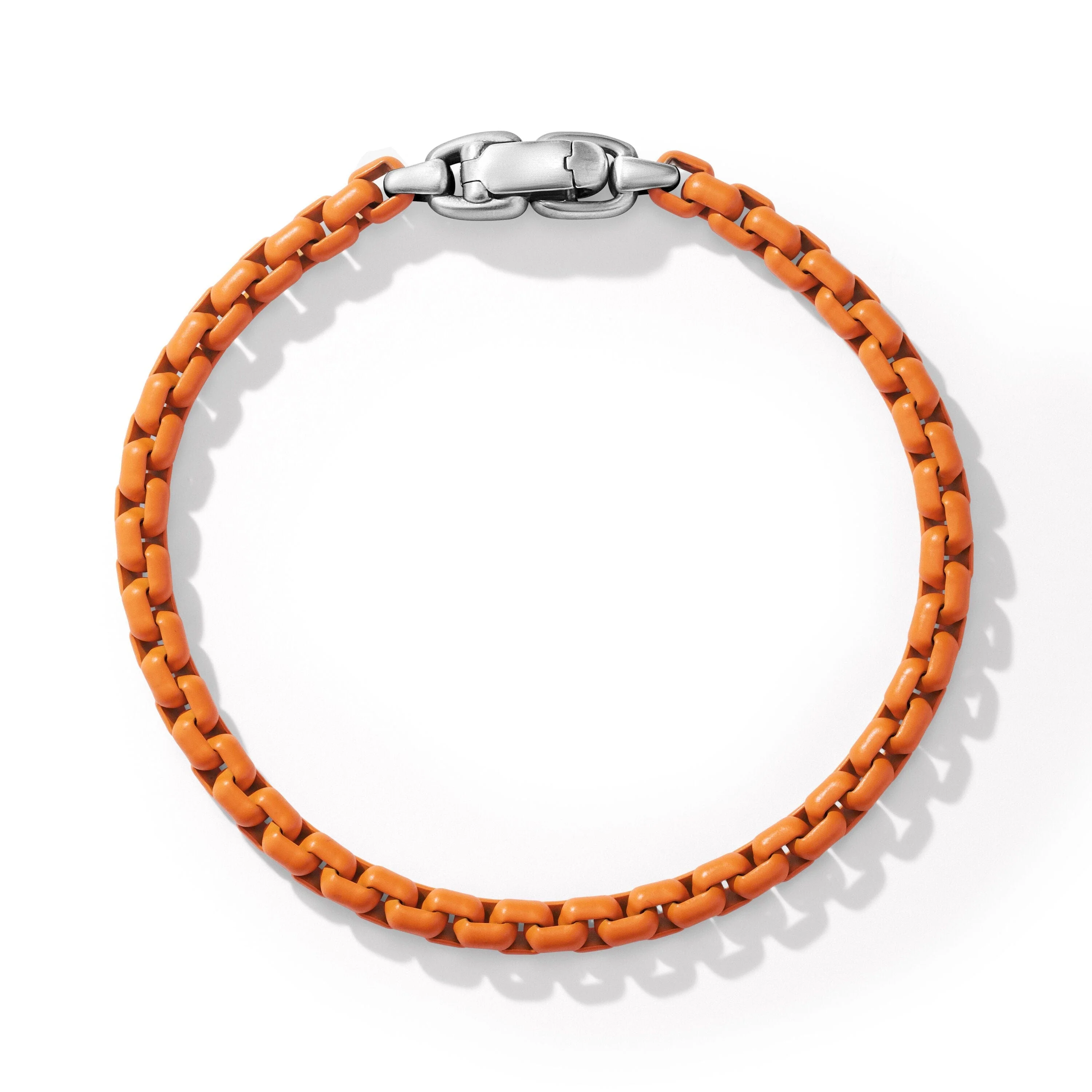 Box Chain Bracelet in Sterling Silver with Orange Stainless Steel - Image 2