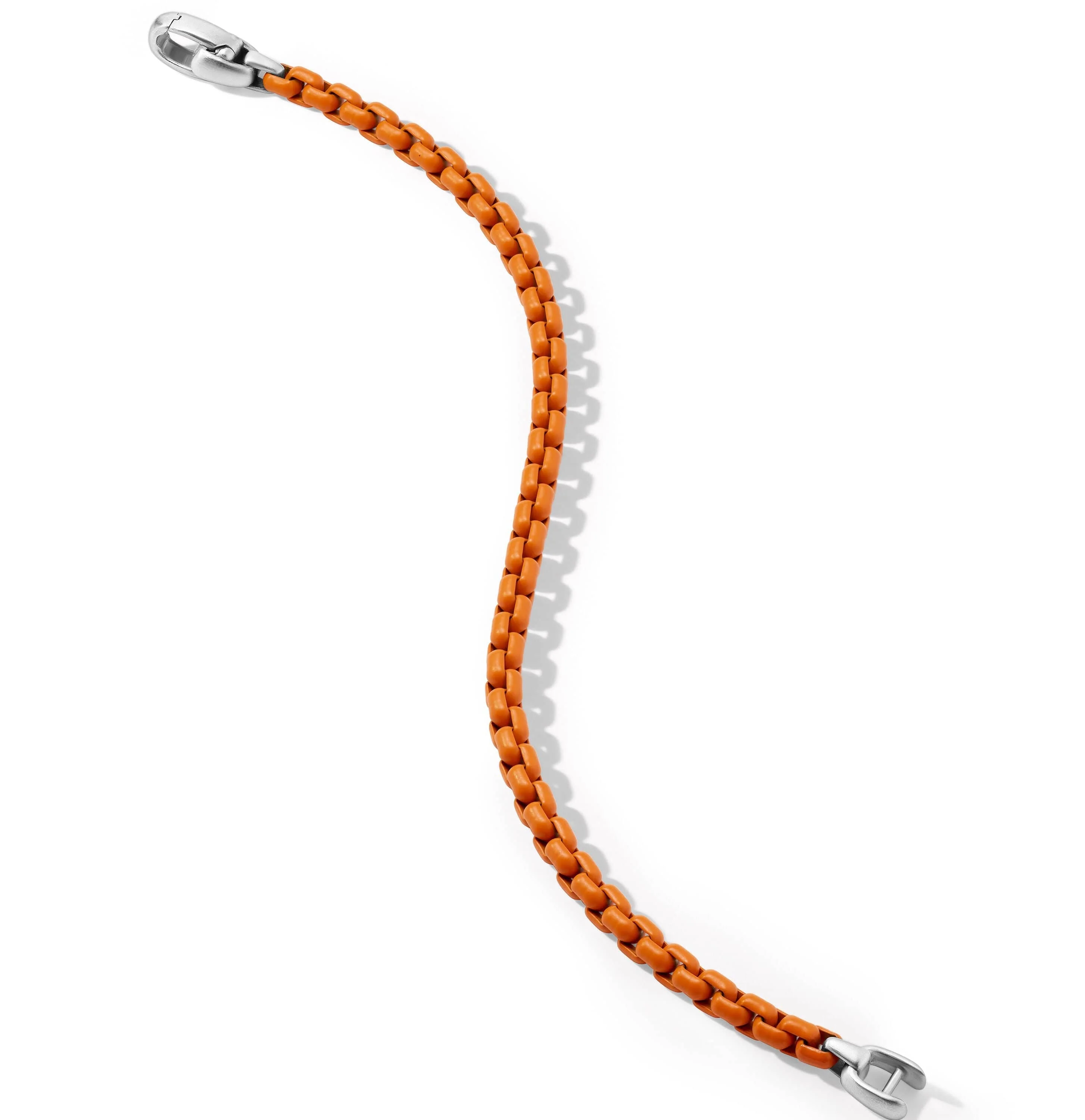 Box Chain Bracelet in Sterling Silver with Orange Stainless Steel - Image 3
