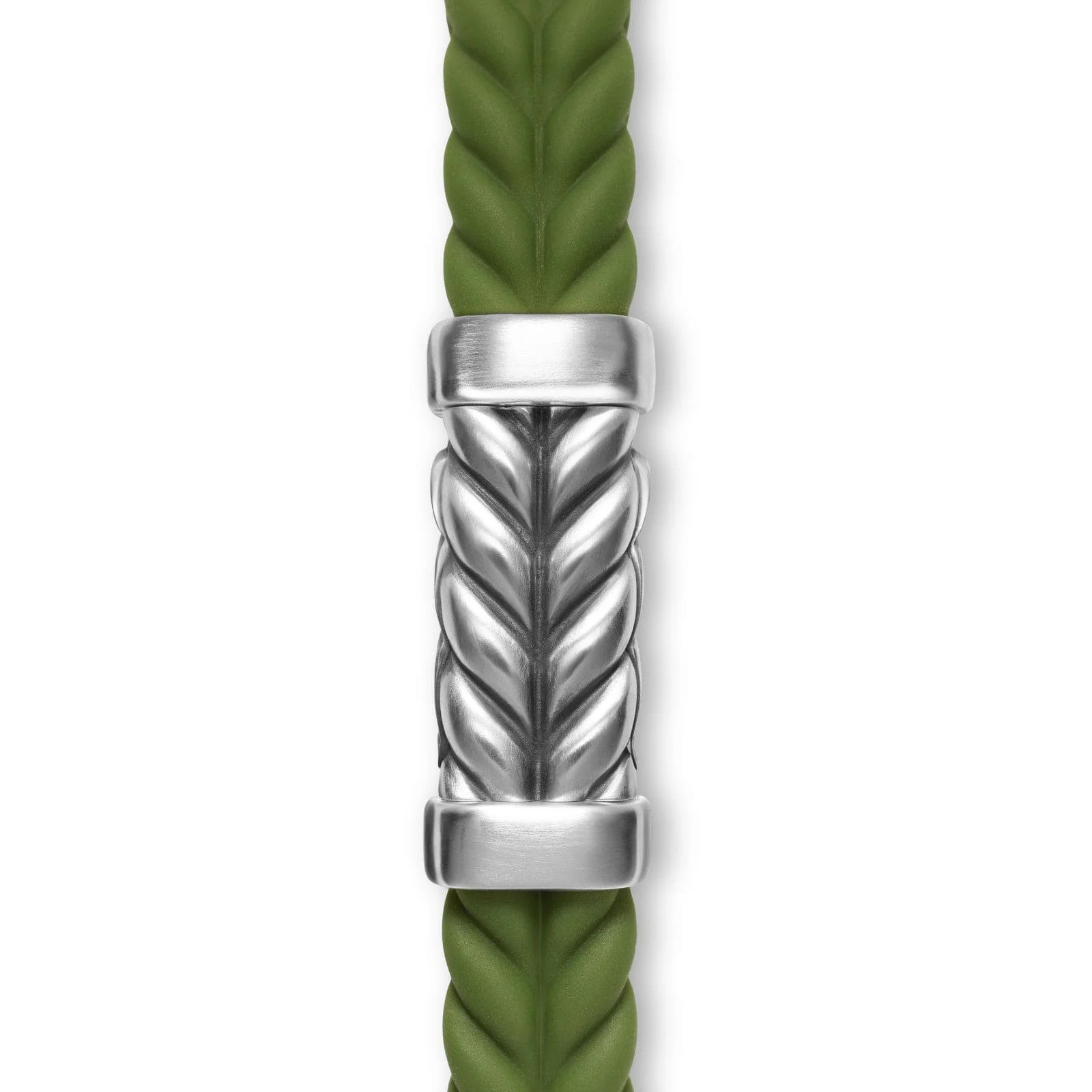Chevron Bracelet Green Rubber with Sterling Silver, 9mm - Image 4
