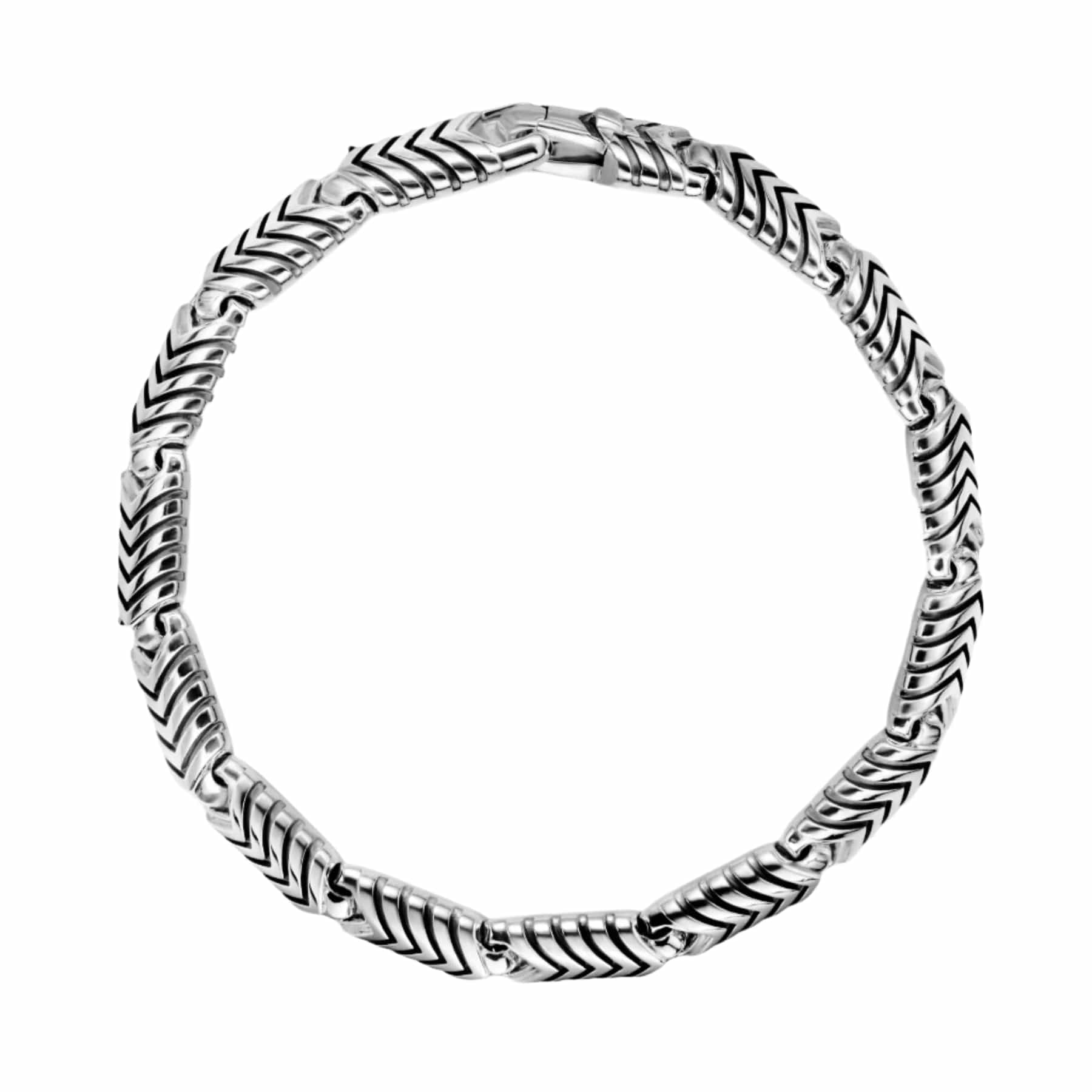 Chevron Link Bracelet Sterling Silver, 7.6mm - Image 3