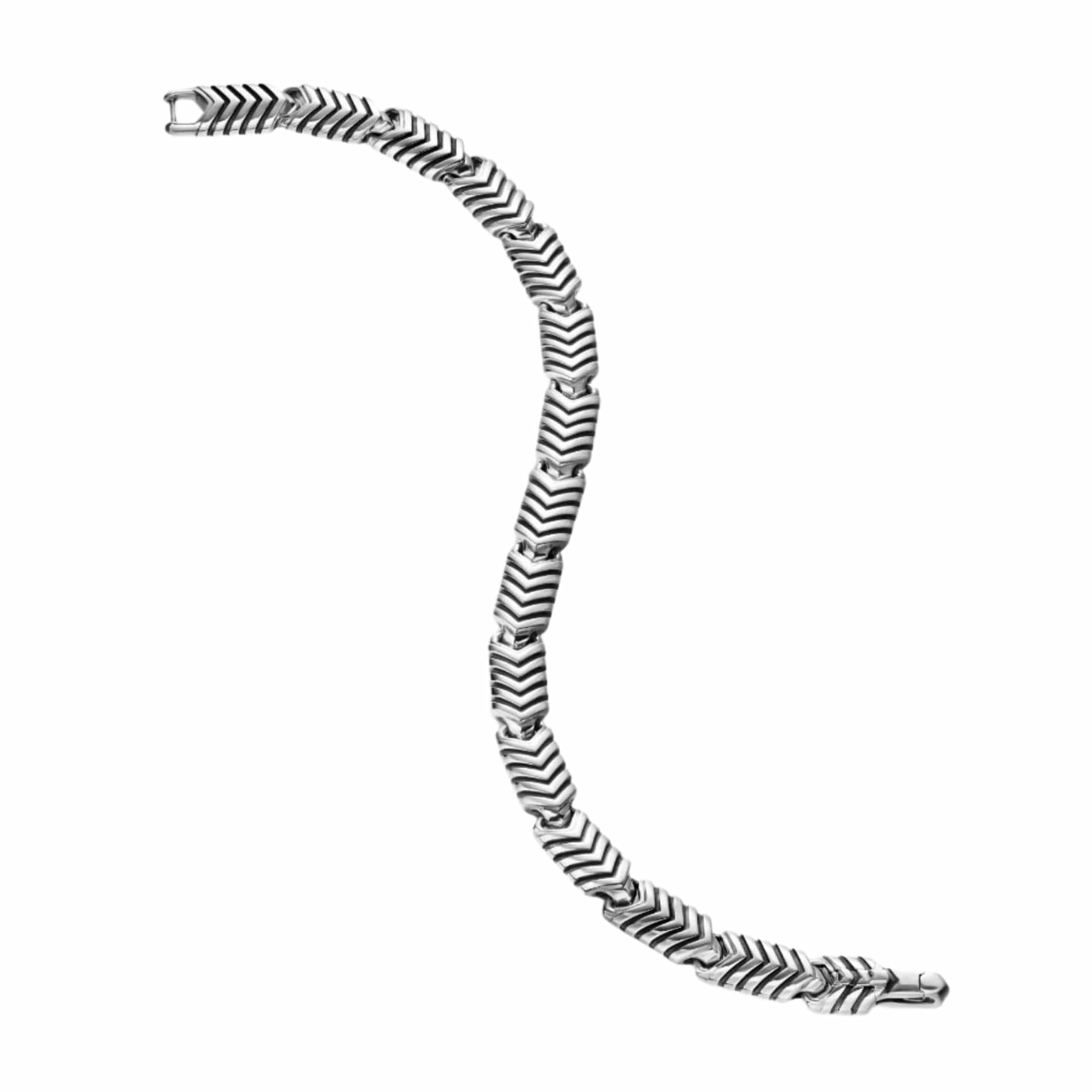 Chevron Link Bracelet Sterling Silver, 7.6mm - Image 4