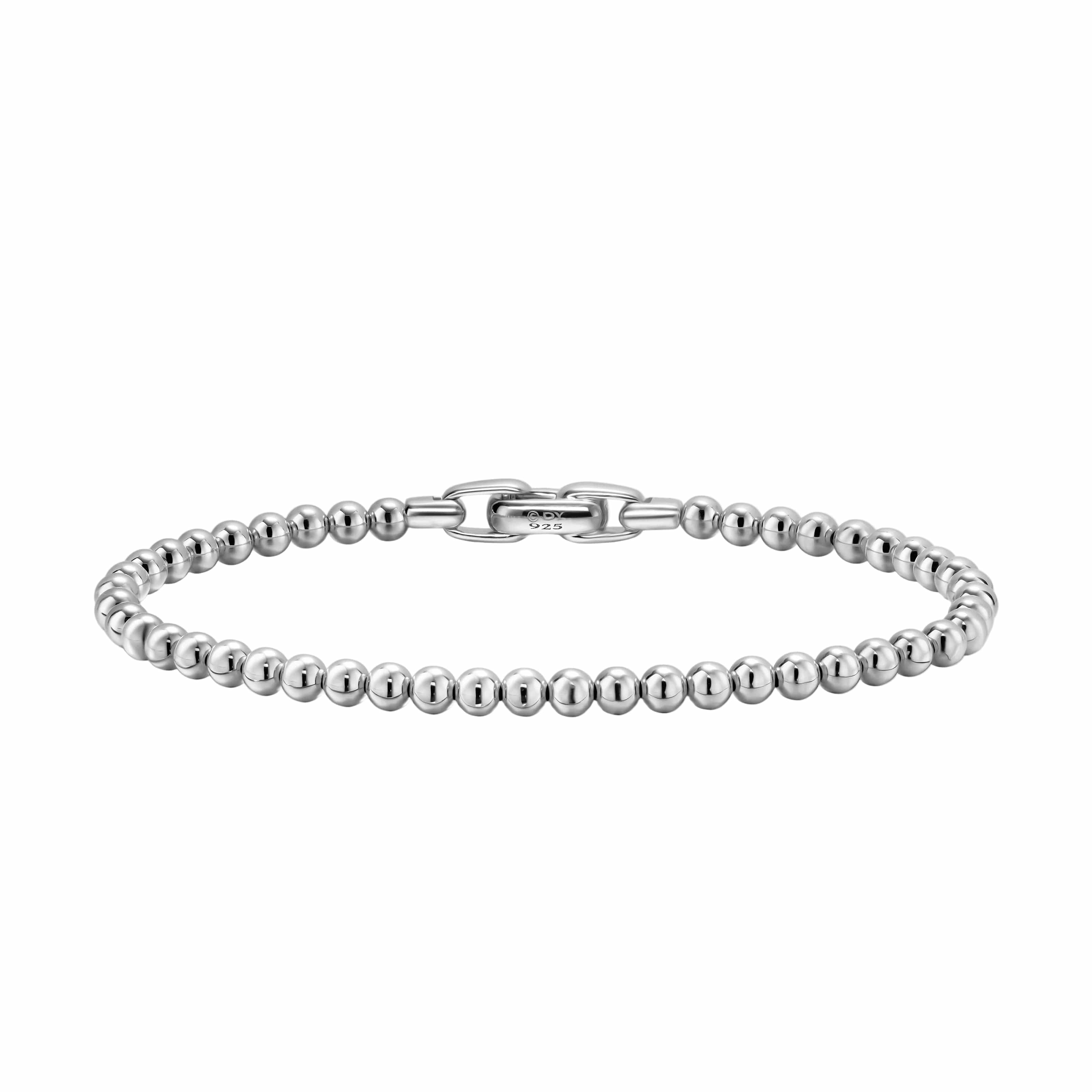 Spiritual Beads Metal Bead Bracelet Sterling Silver, 4mm