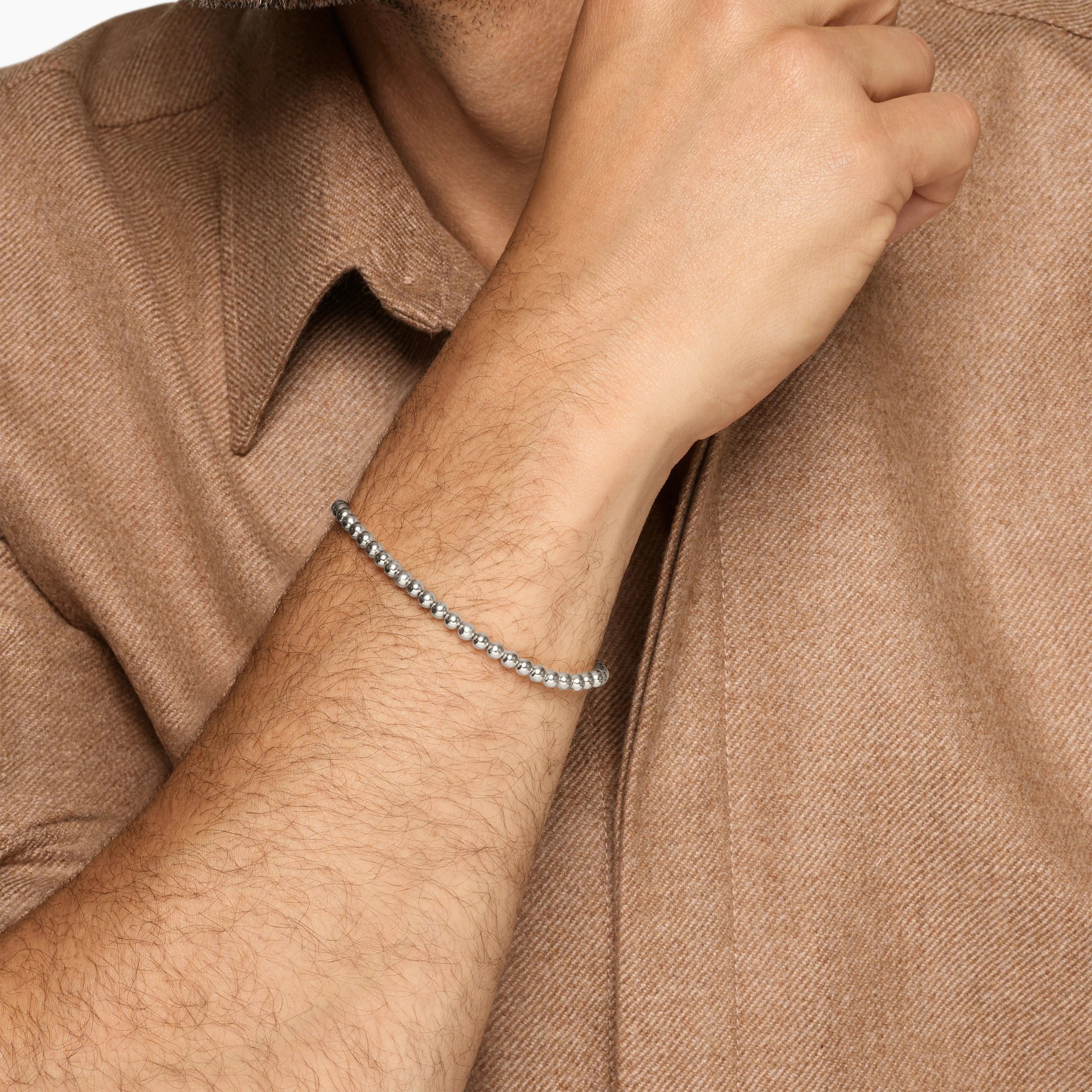 Spiritual Beads Metal Bead Bracelet Sterling Silver, 4mm - Image 3