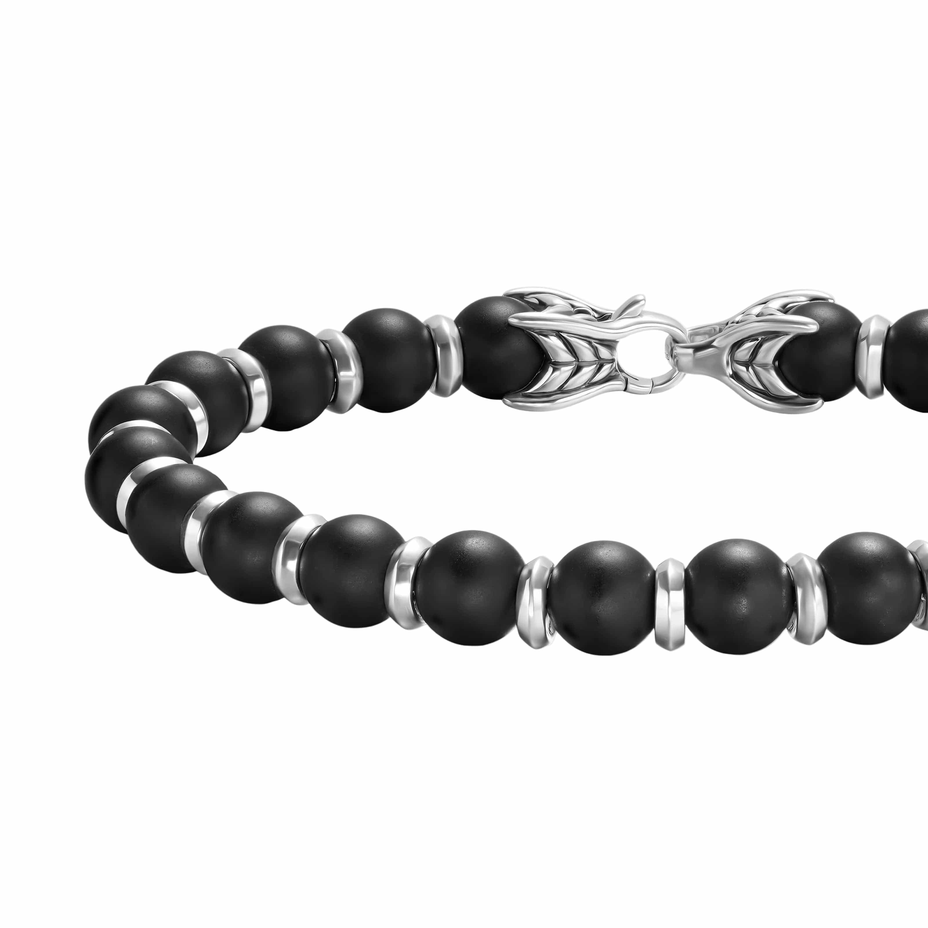 Spiritual Beads Bracelet Sterling Silver with Black Onyx, 8mm - Image 4