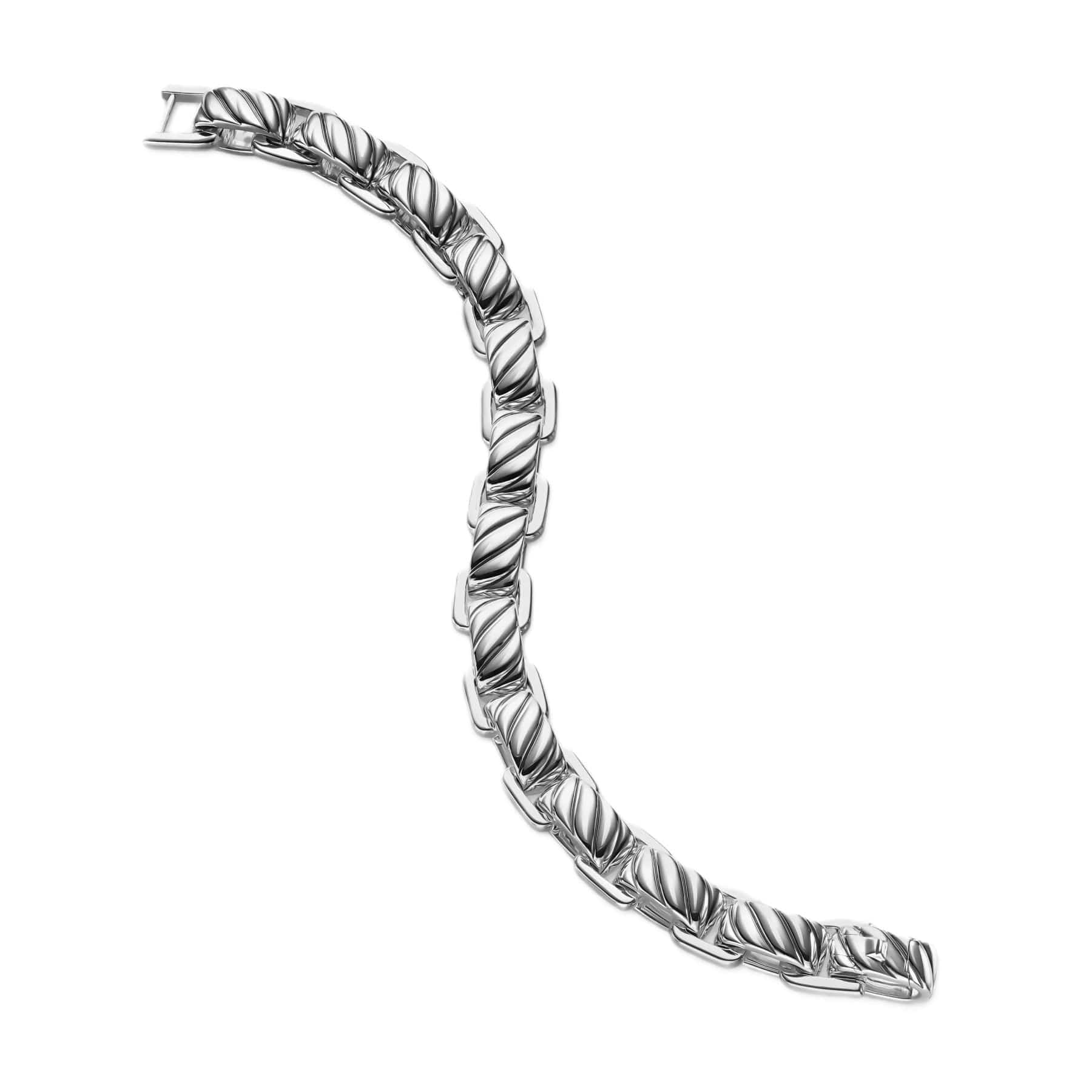 Sculpted Cable Link Bracelet Sterling Silver, 12mm - Image 3