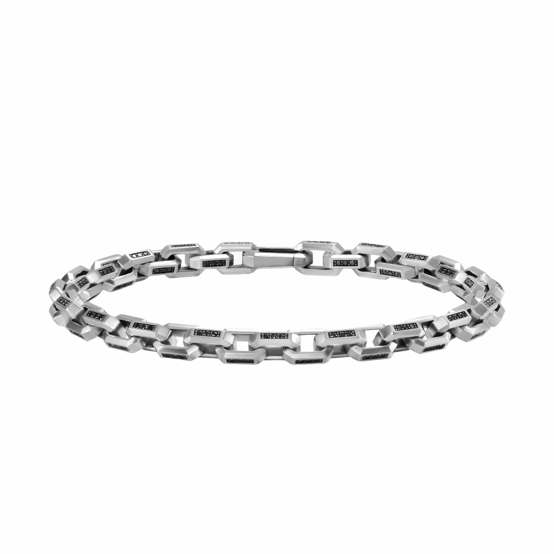 Streamline® Link Bracelet Sterling Silver with Black Diamonds, 5.5mm