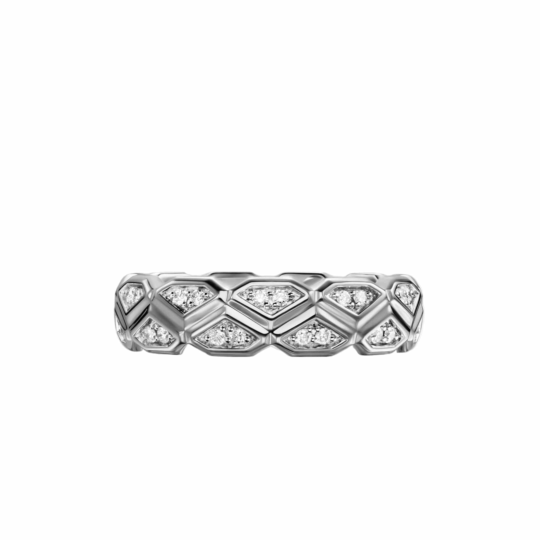 Hex Band Ring Sterling Silver with Diamonds, 6mm - Image 4