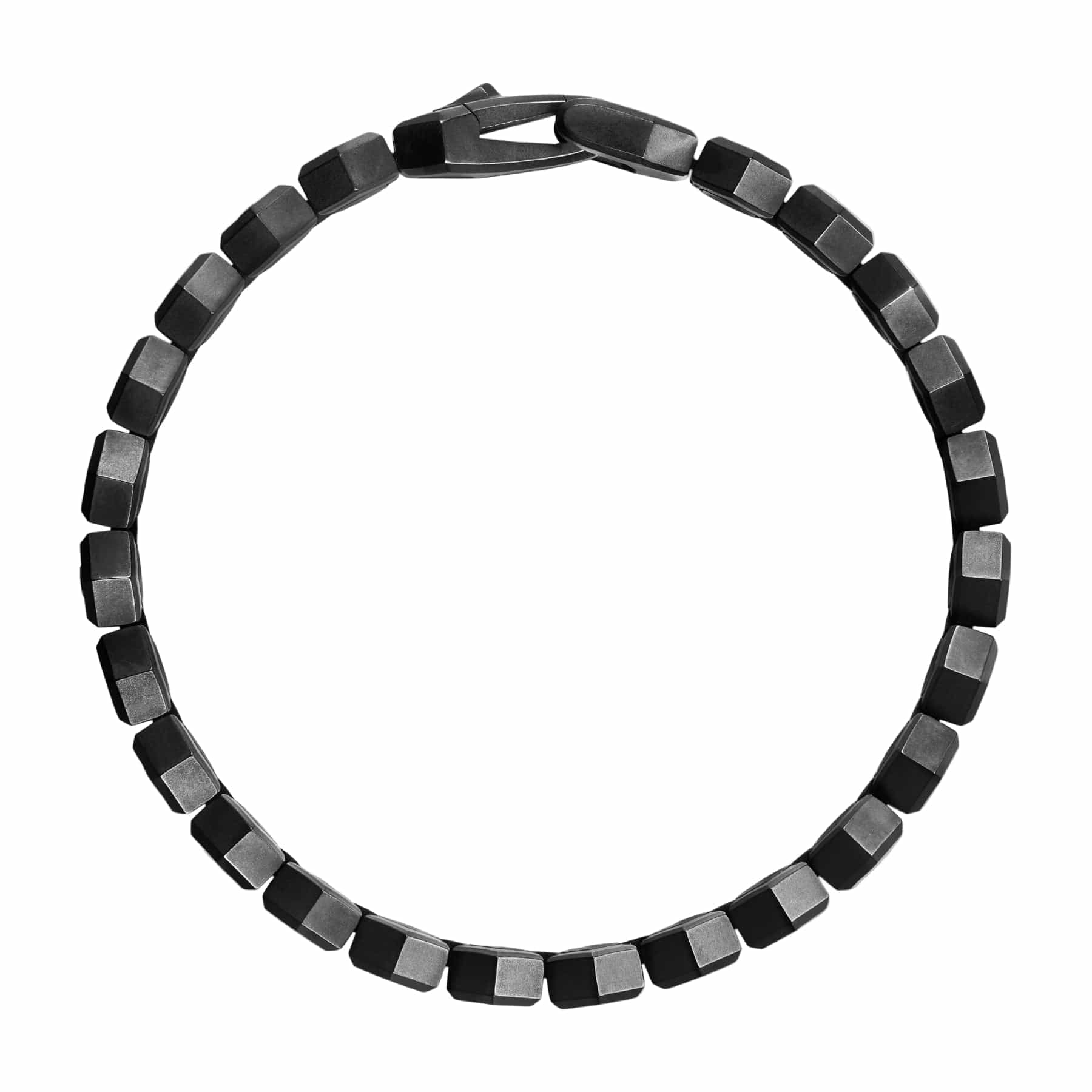 Hex Pavé Tennis Bracelet Black Titanium with Black Diamonds, 8mm - Image 2