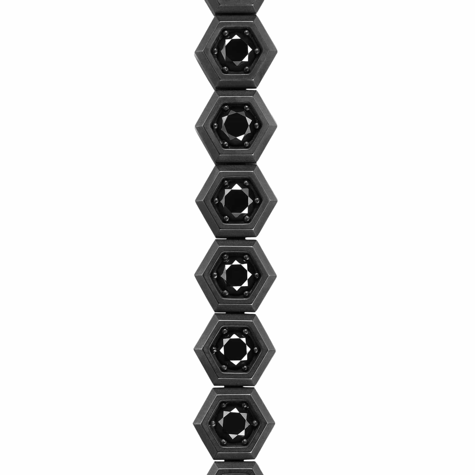 Hex Pavé Tennis Bracelet Black Titanium with Black Diamonds, 8mm - Image 3