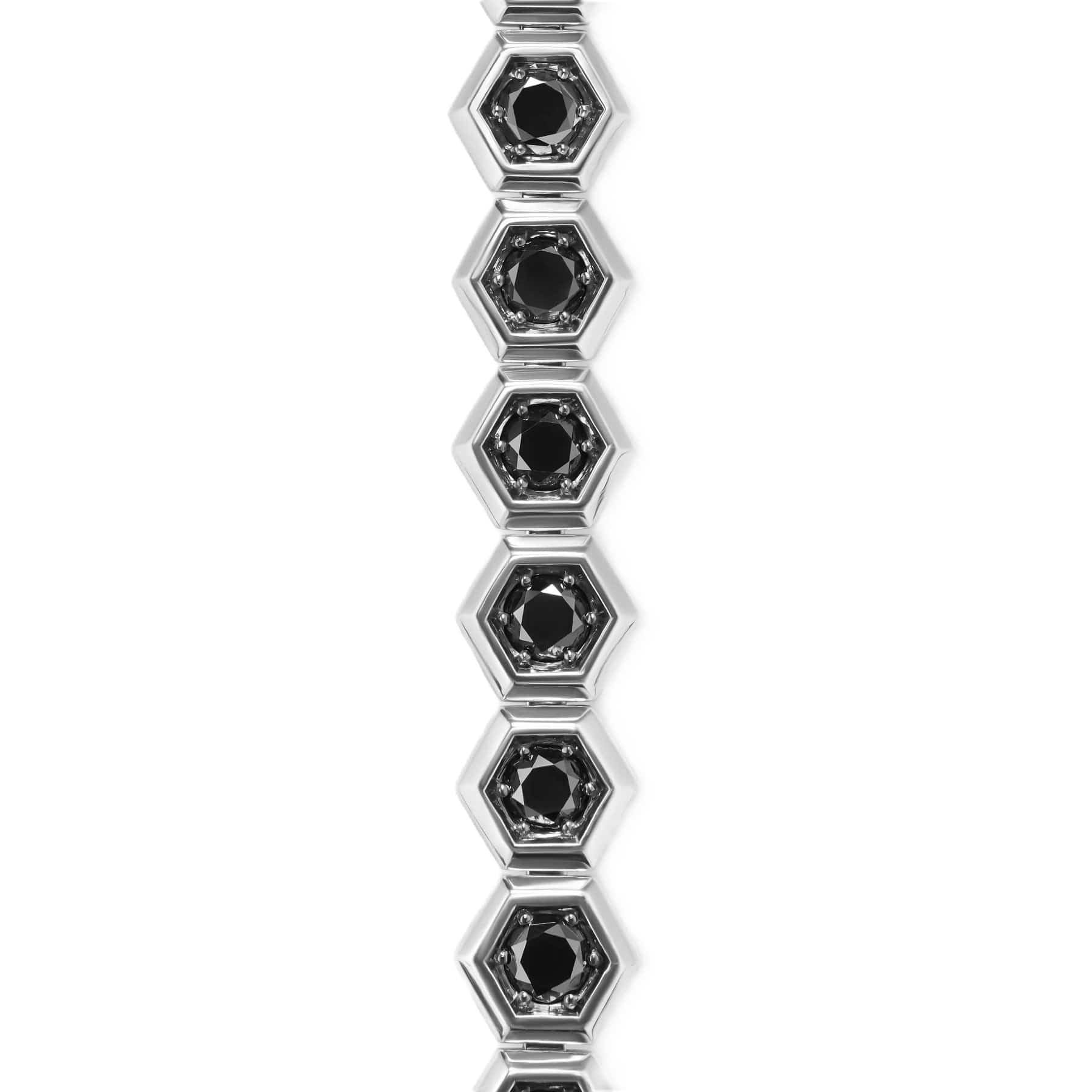 Hex Pavé Tennis Bracelet Sterling Silver with Black Diamonds, 8mm - Image 3