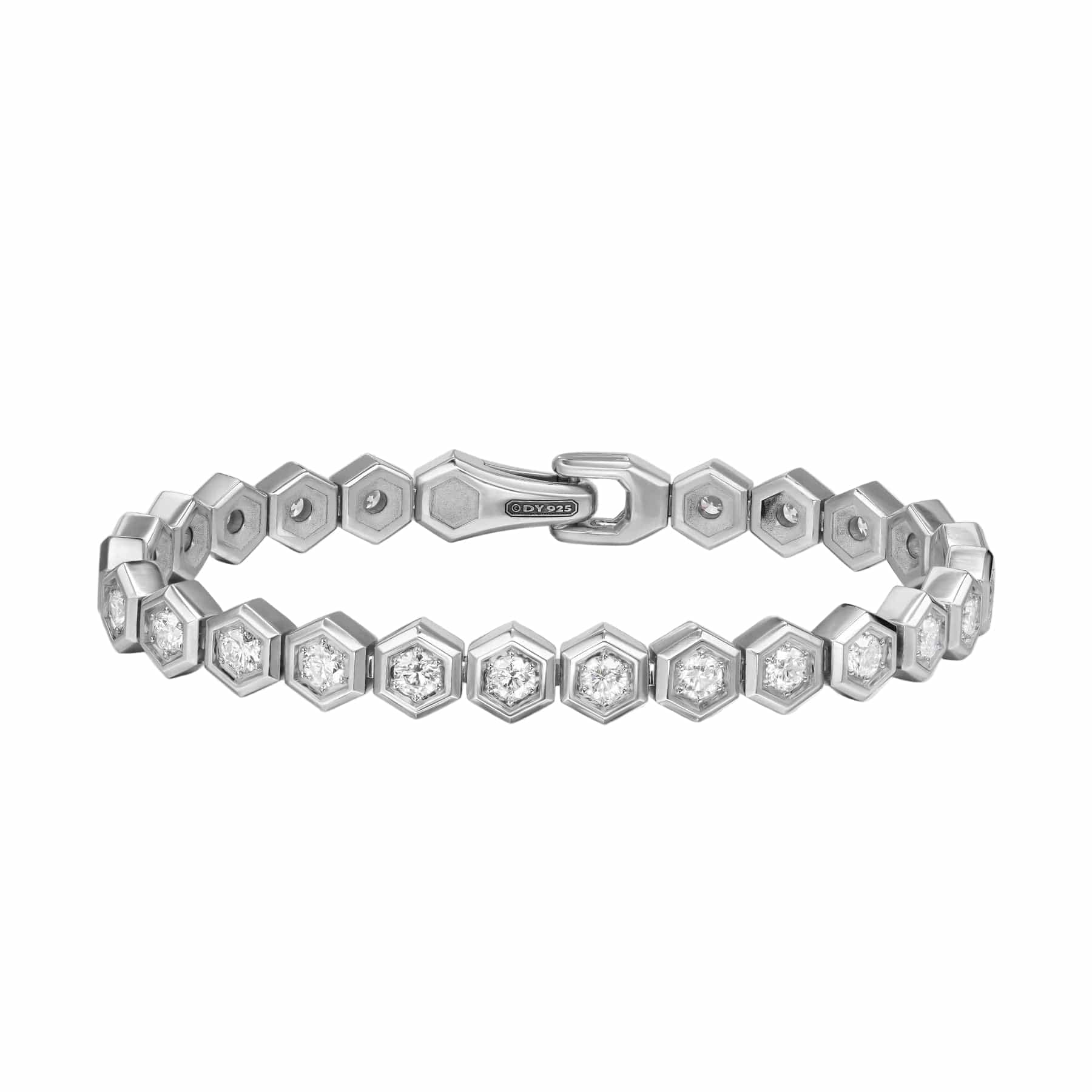 Hex Pavé Tennis Bracelet Sterling Silver with Diamonds, 8mm