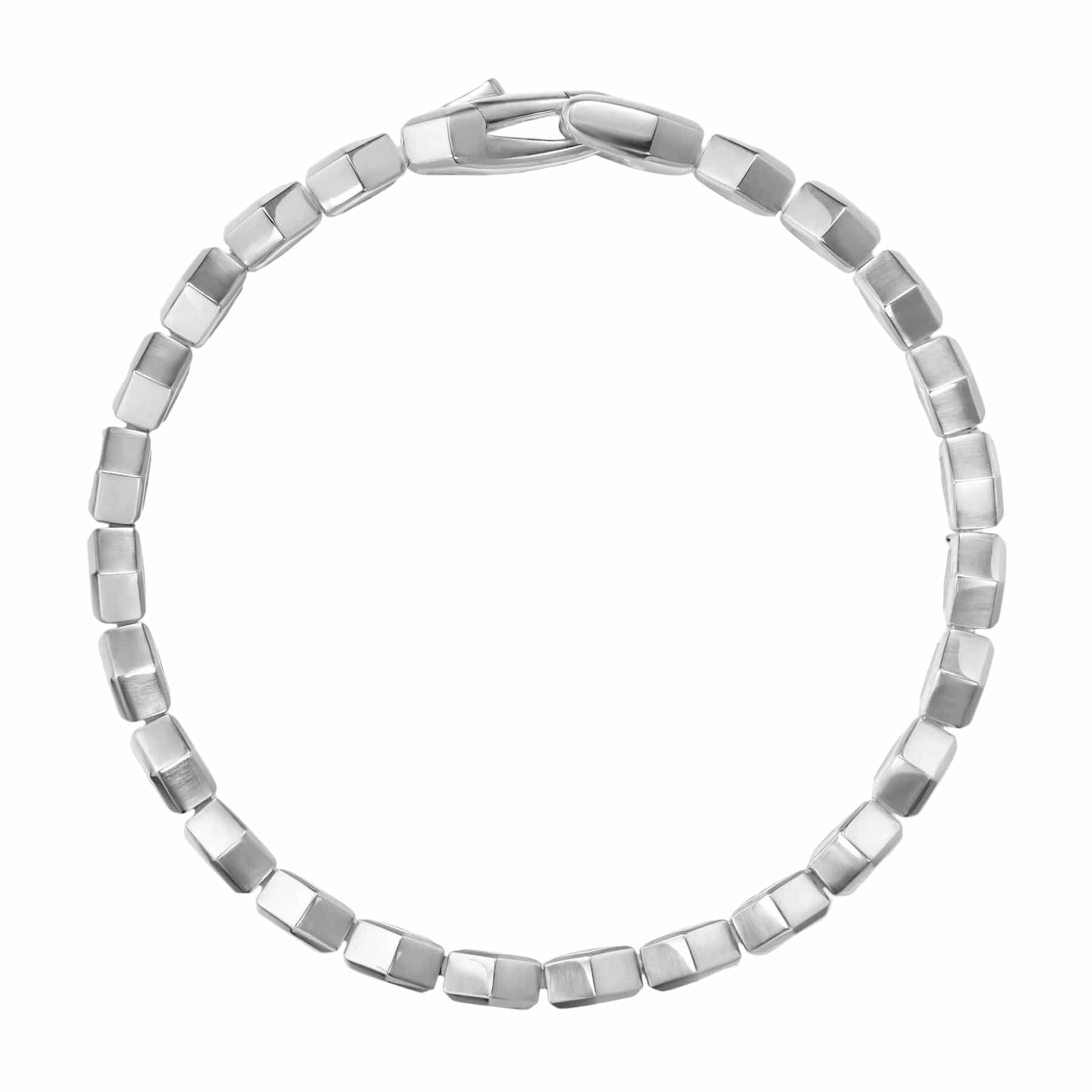 Hex Pavé Tennis Bracelet Sterling Silver with Diamonds, 8mm - Image 2