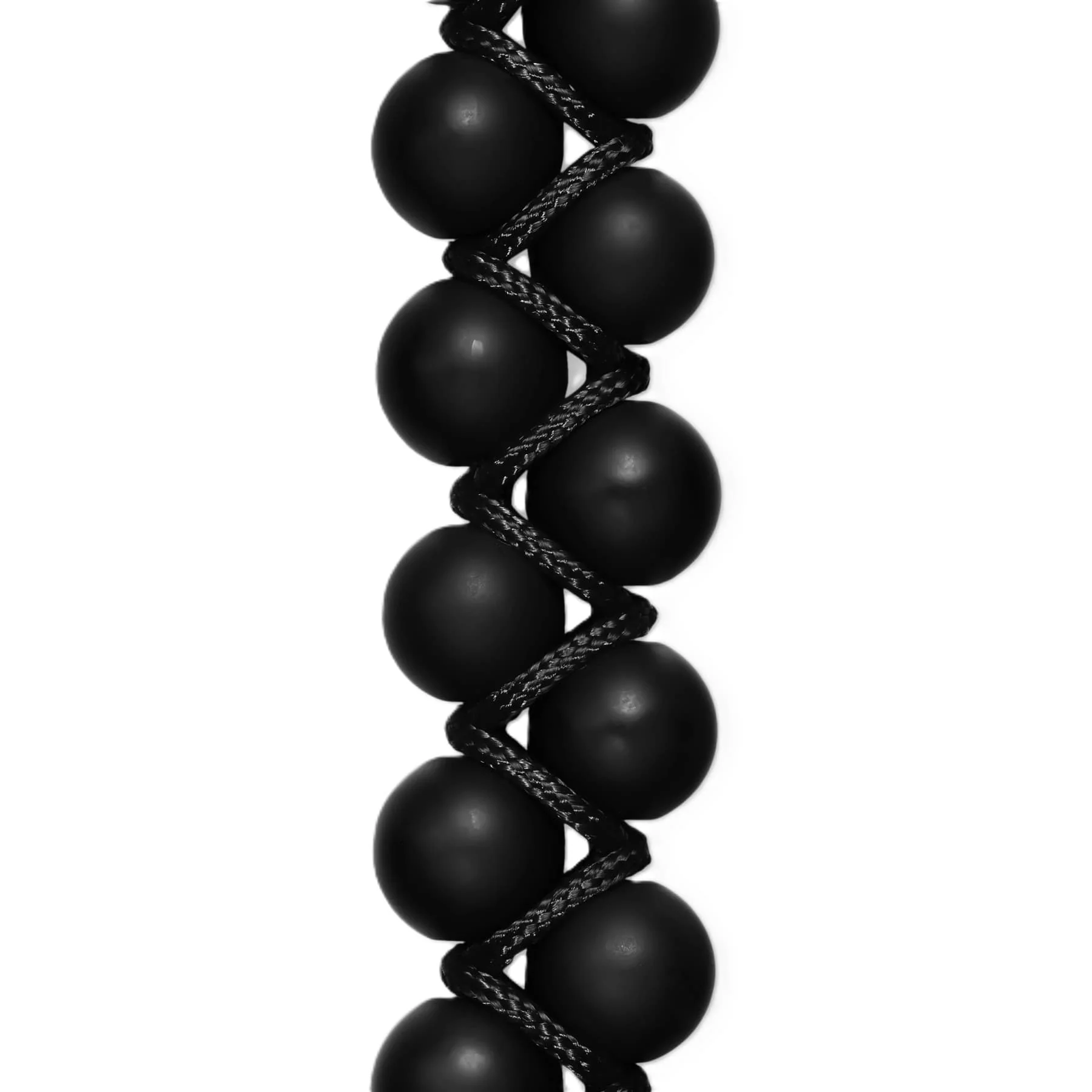 Spiritual Beads Two Row Woven Bracelet Black Onyx, Black Nylon and Sterling Silver, 8mm - Image 3