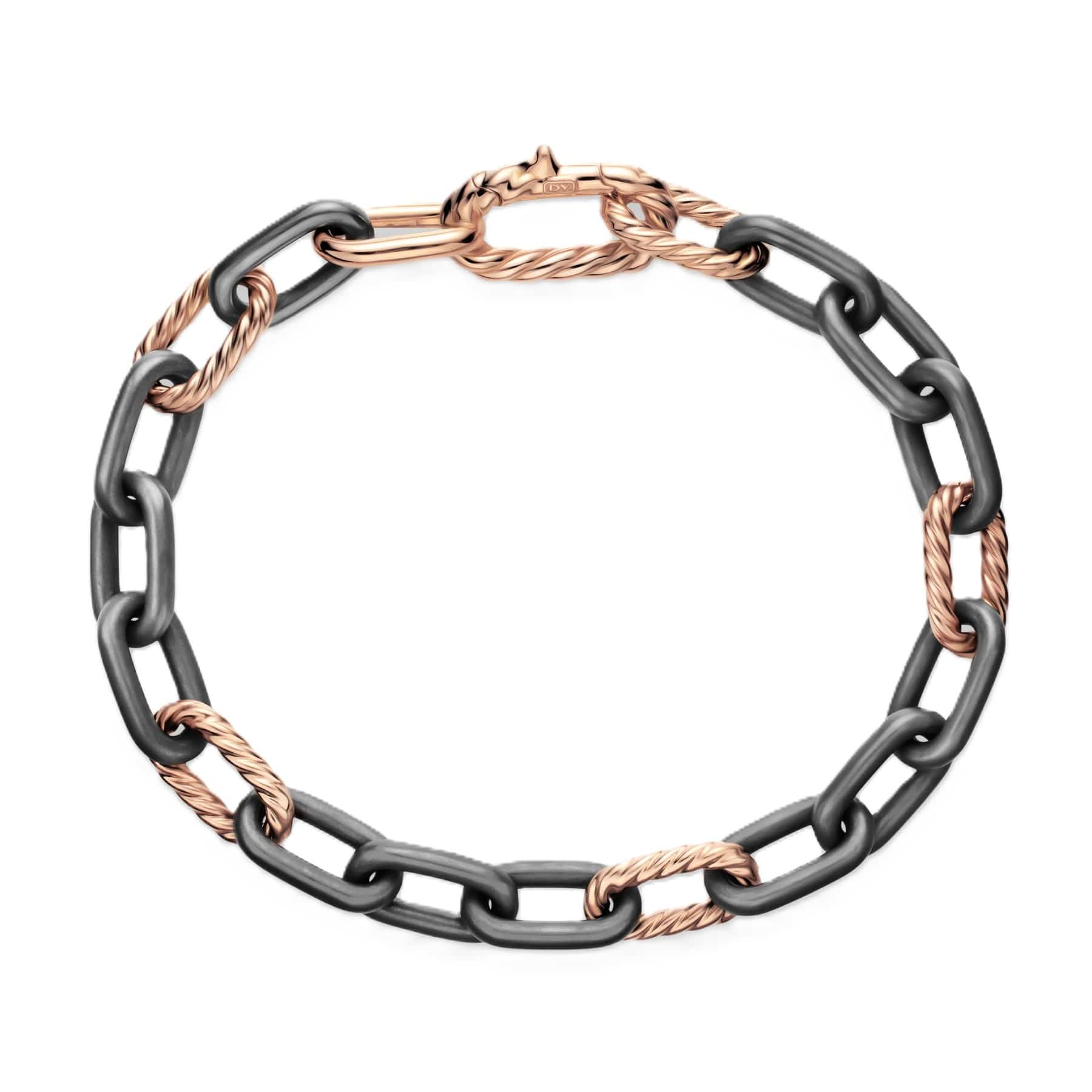 DY Madison® Chain Bracelet Grey Titanium with 18K Rose Gold, 8.5mm - Image 2