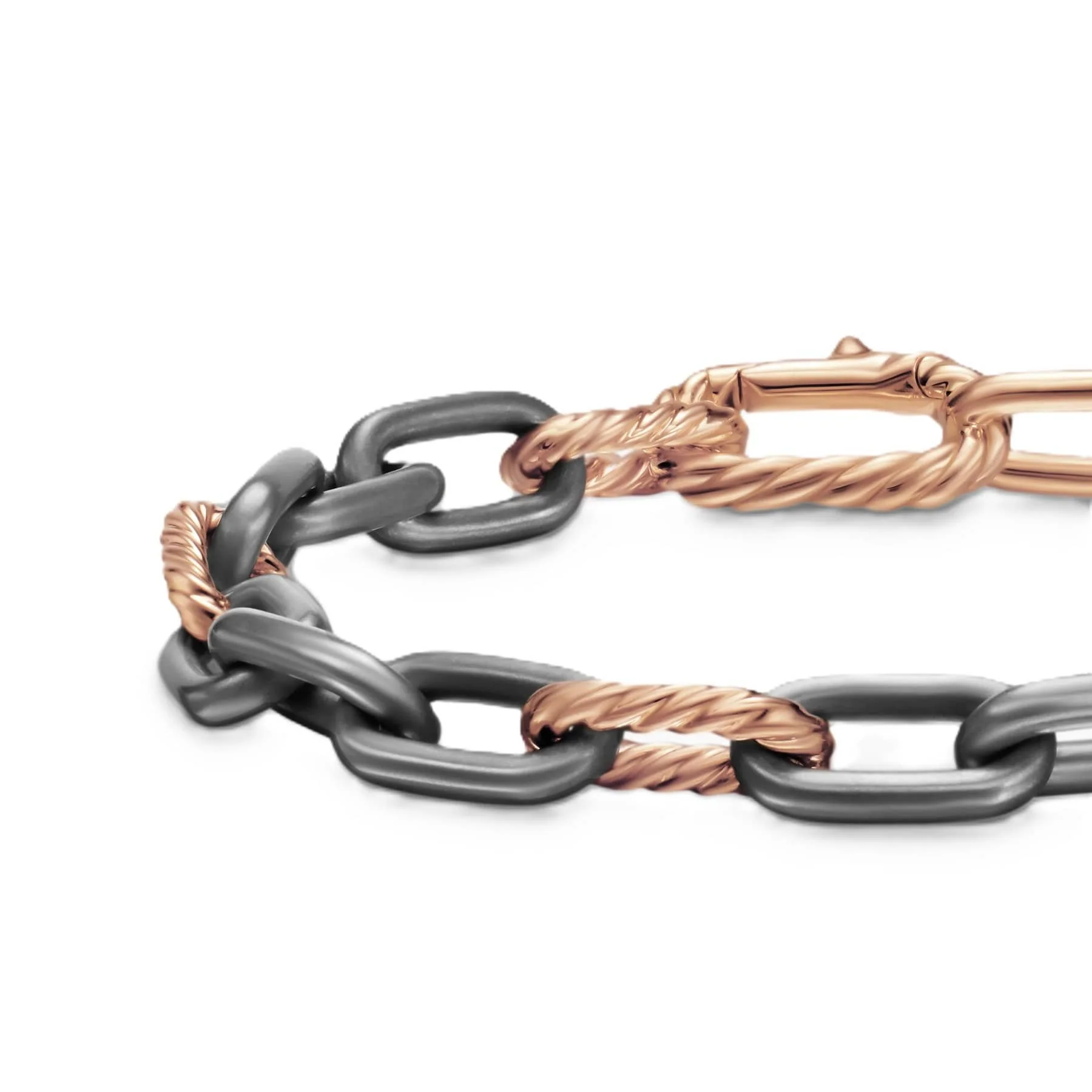DY Madison® Chain Bracelet Grey Titanium with 18K Rose Gold, 8.5mm - Image 4