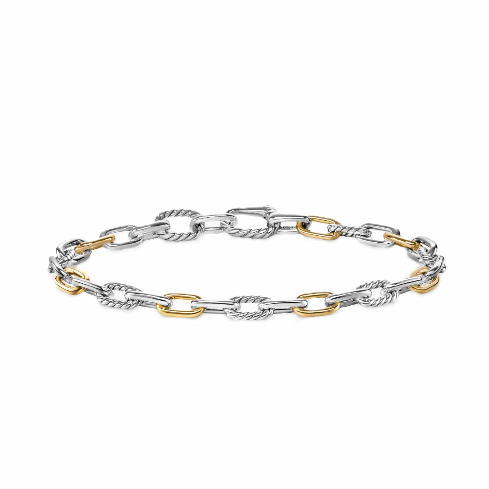 DY Madison® Chain Bracelet Sterling Silver with 18K Yellow Gold, 6mm