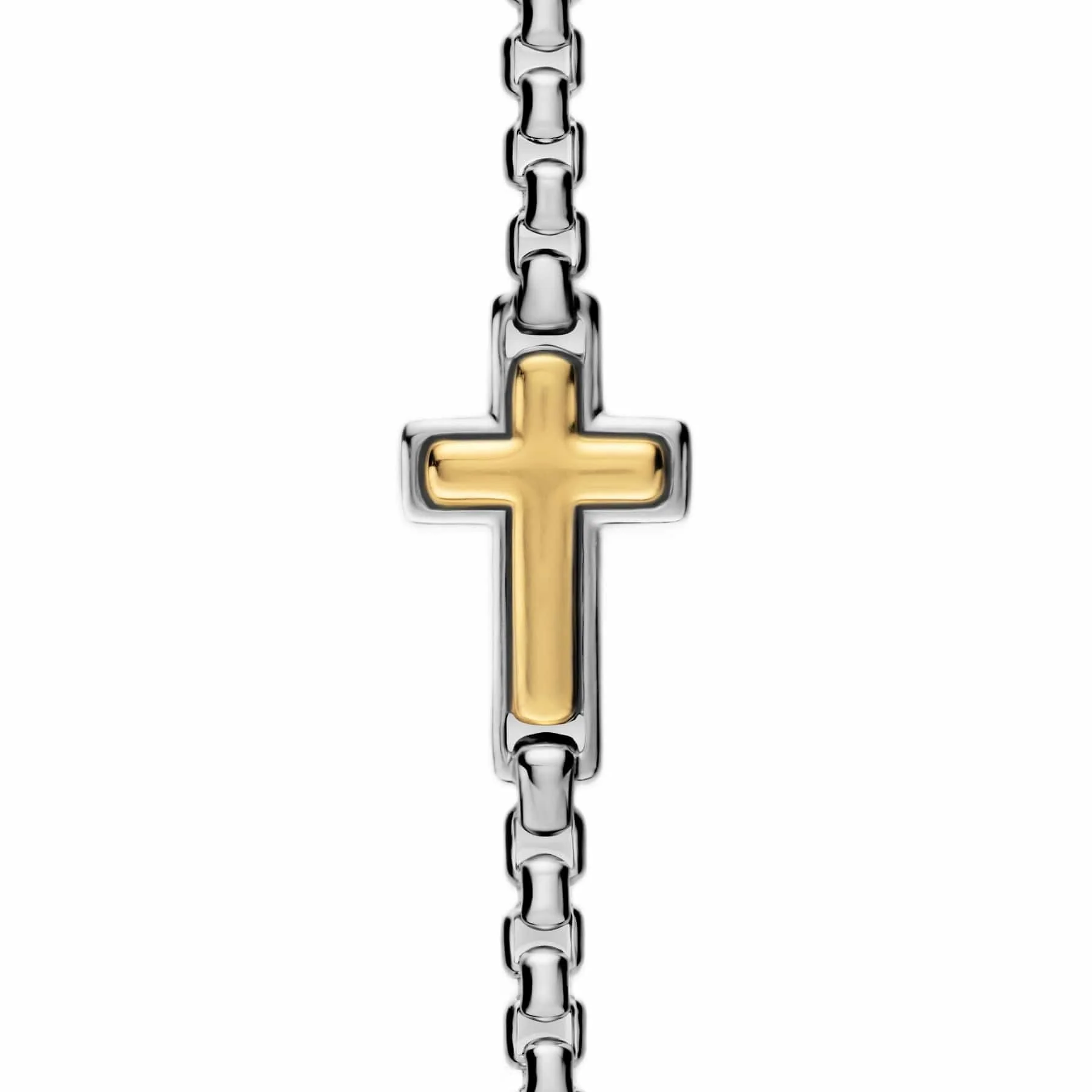 Cross Station Bracelet Sterling Silver with 14K Yellow Gold, 3.6mm - Image 3