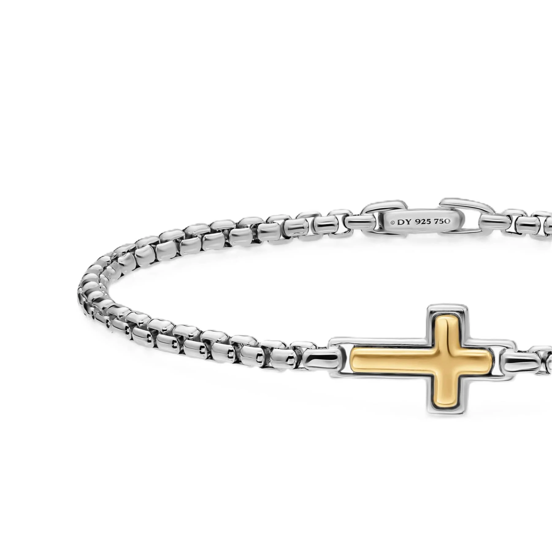 Cross Station Bracelet Sterling Silver with 14K Yellow Gold, 3.6mm - Image 4