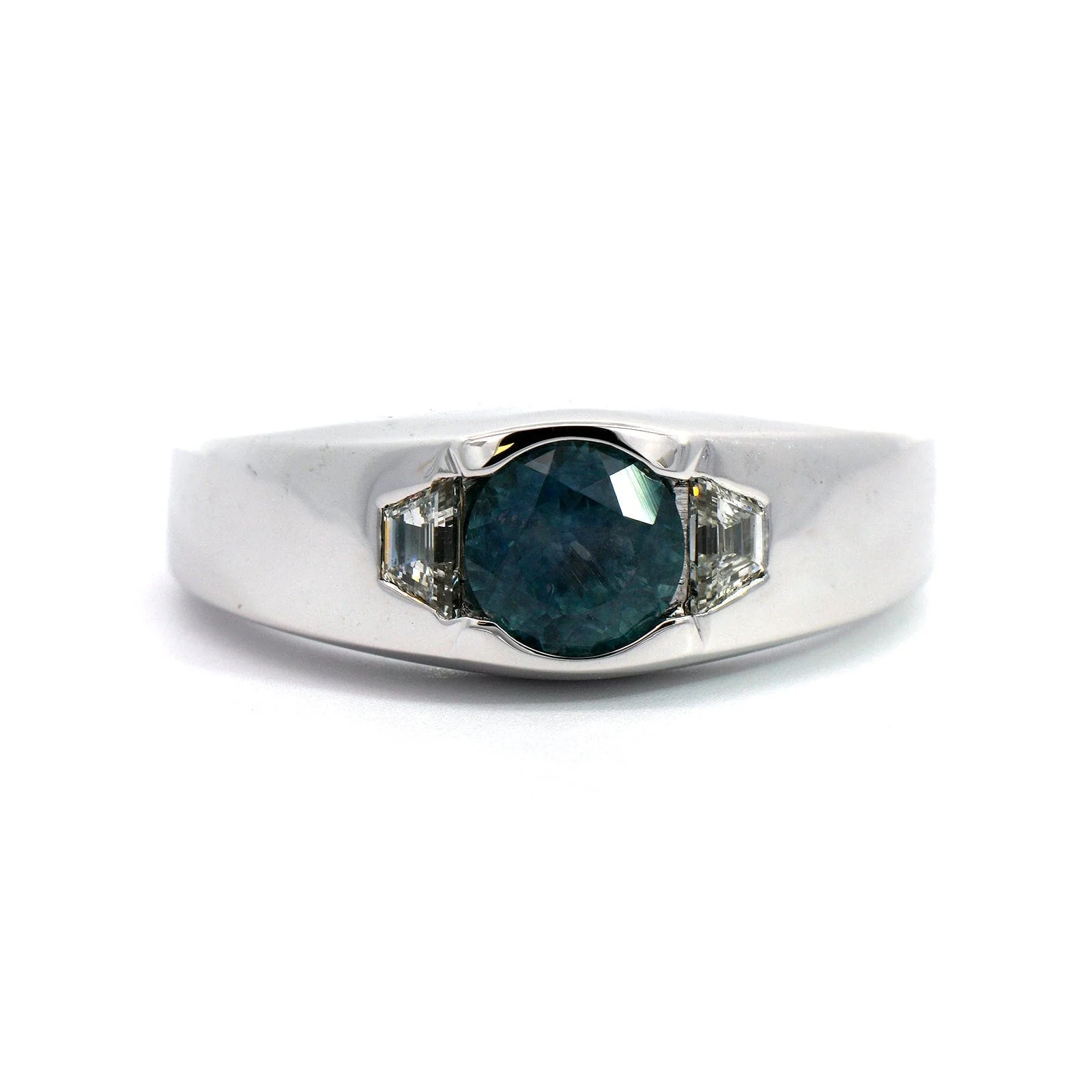 18K White Gold Bezel Set Montana Sapphire Ring