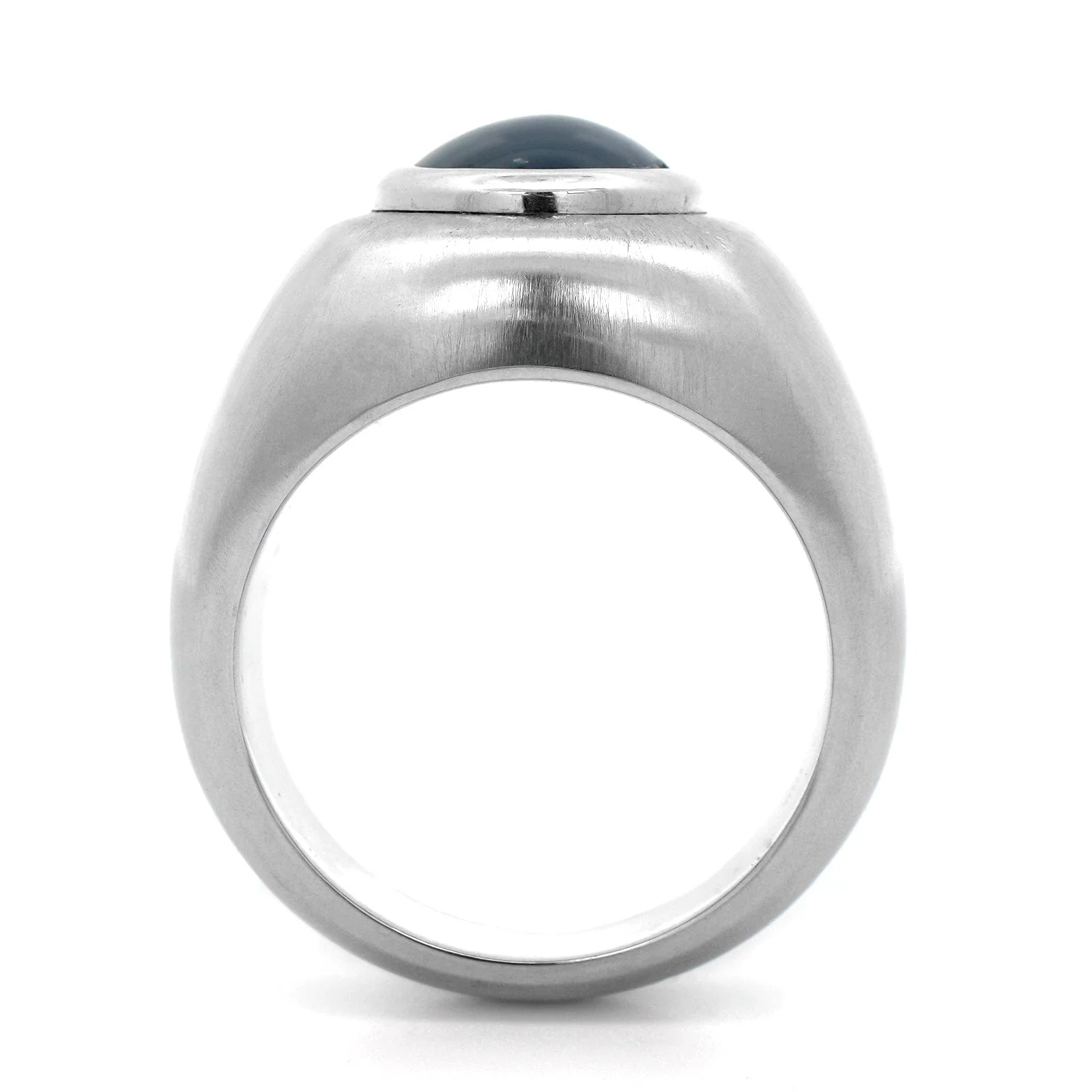 18K White Gold Bezel Set Blue Sapphire and Diamond Ring - Image 3