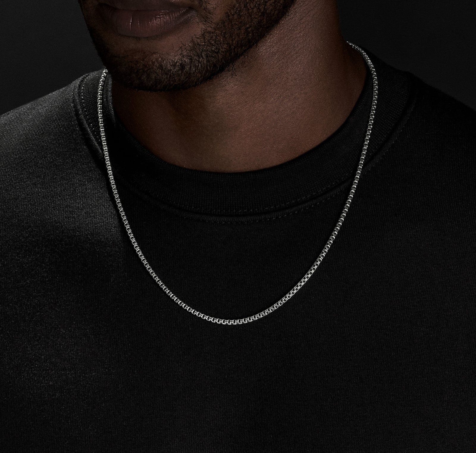Double Box Chain Necklace in Sterling Silver, 2.6mm - Image 3