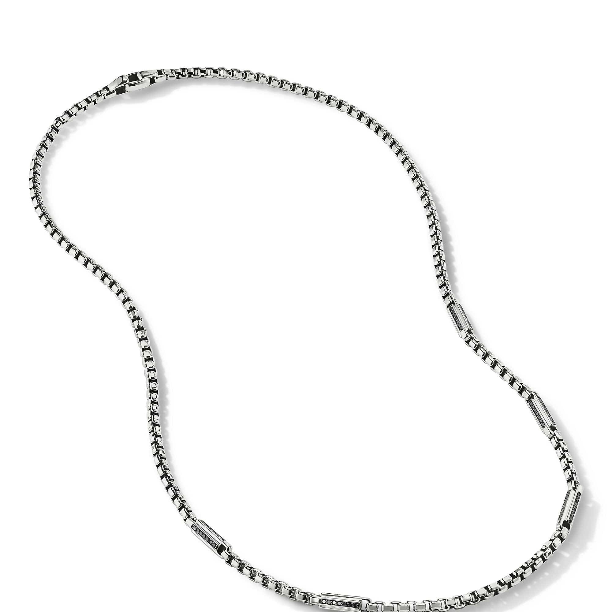 Streamline® Station Box Chain Necklace with Pavé Black Diamonds - Image 2