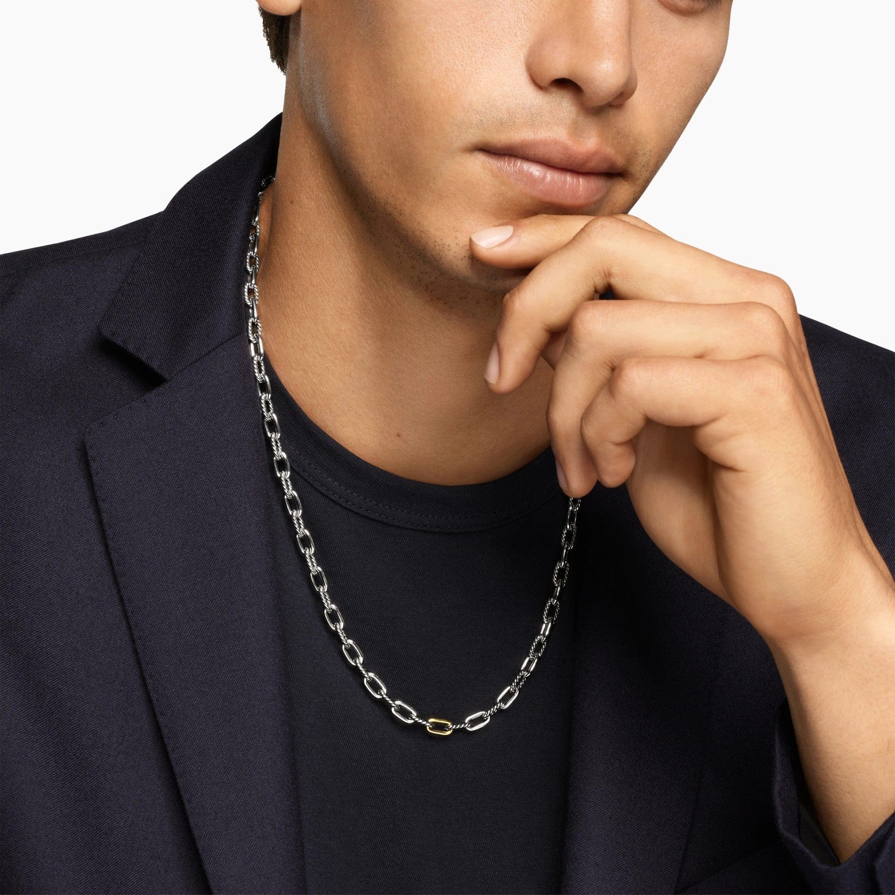 DY Madison® Chain Necklace Sterling Silver with 18K Yellow Gold, 6mm - Image 2