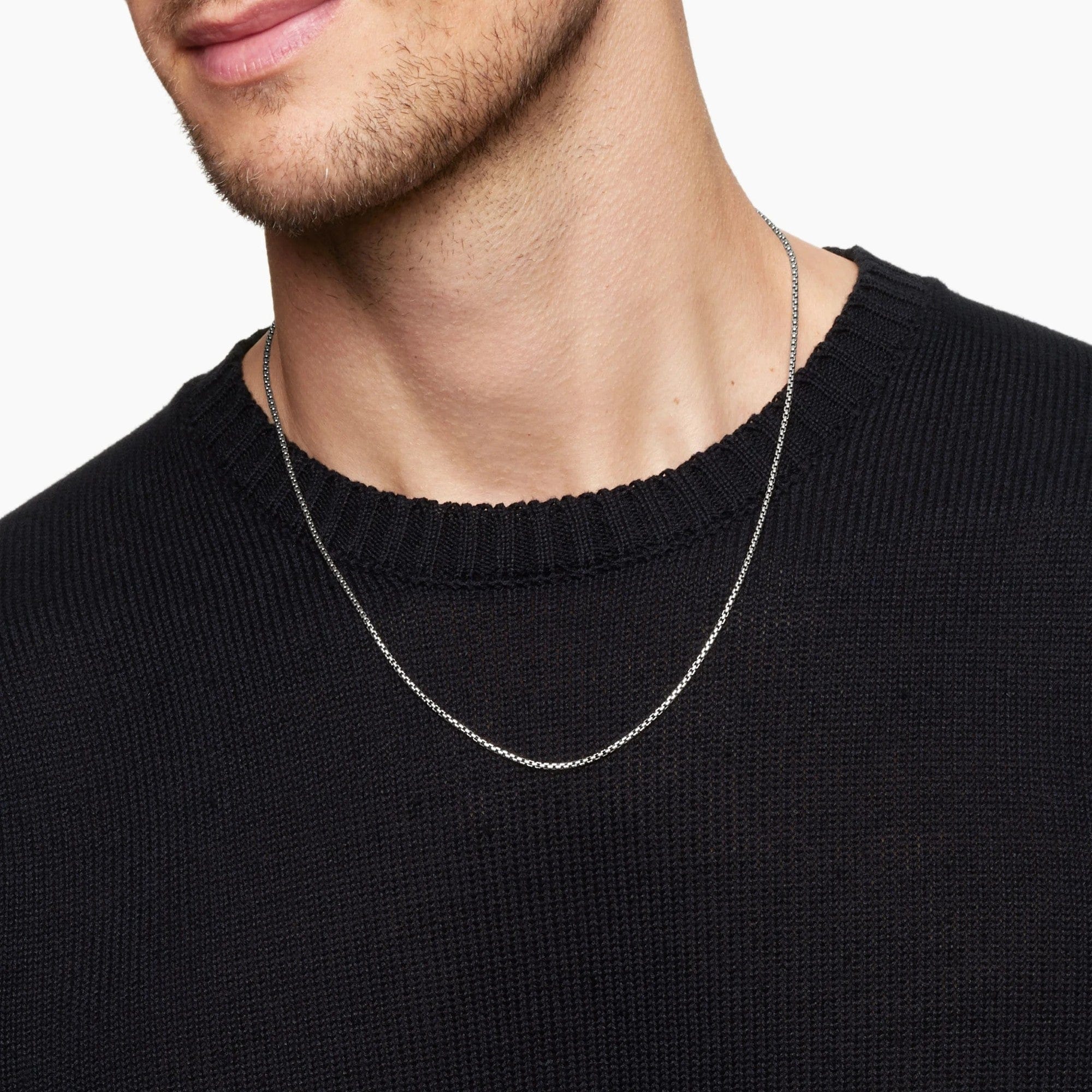 Box Chain Necklace Sterling Silver, 1.7mm - Image 4