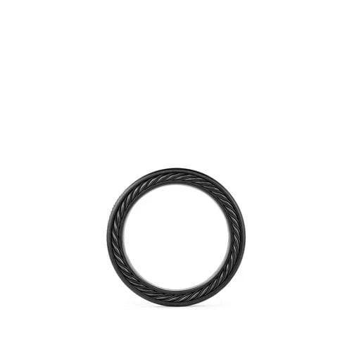 Streamline Three-Row Band Ring with Black Diamonds and Black Titanium - Image 2
