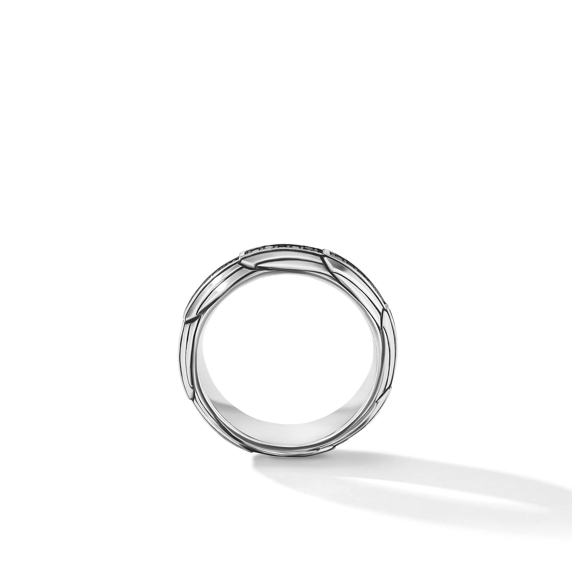 Empire Band Ring with Pavé Black Diamonds - Image 2