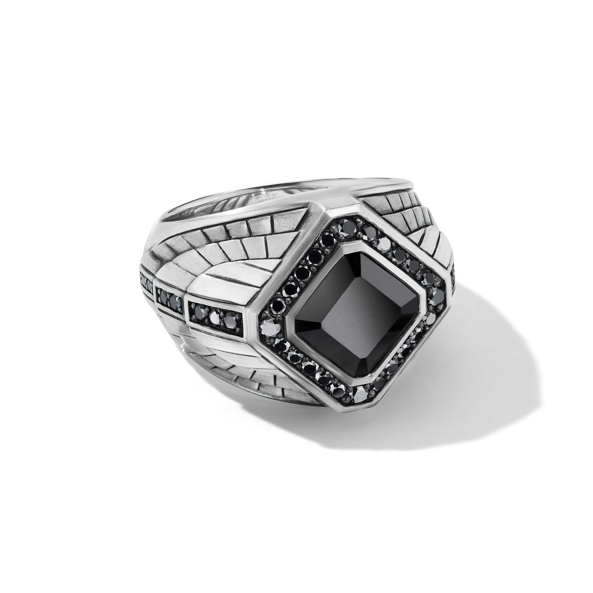 Empire Signet Ring with Black Onyx Black Diamonds - Image 3