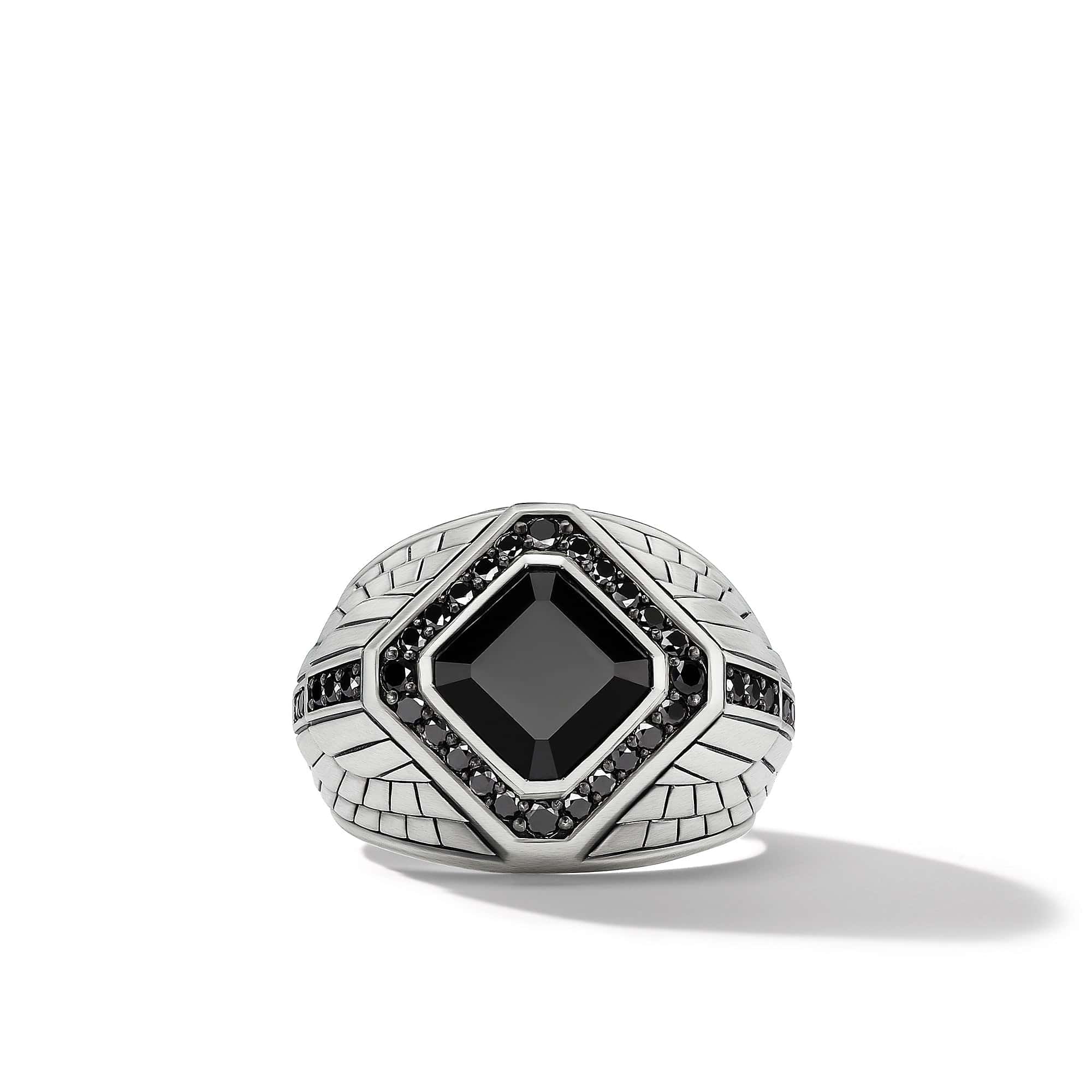 Empire Signet Ring with Black Onyx and Pave Black Diamonds - Image 2