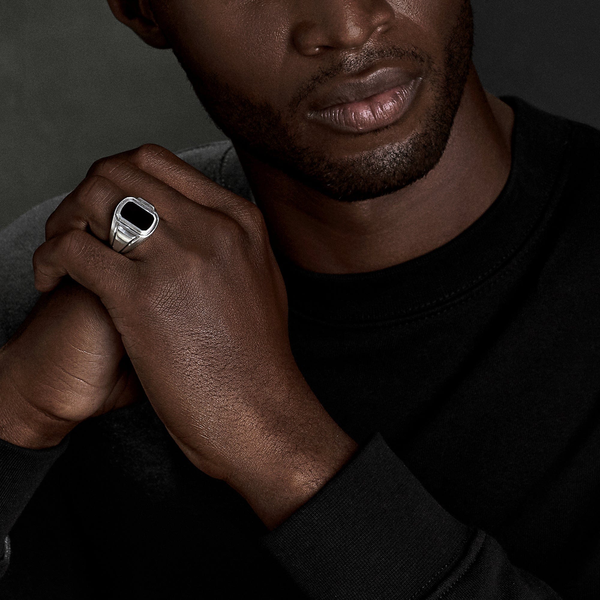 Deco Signet Ring with Black Onyx - Image 2