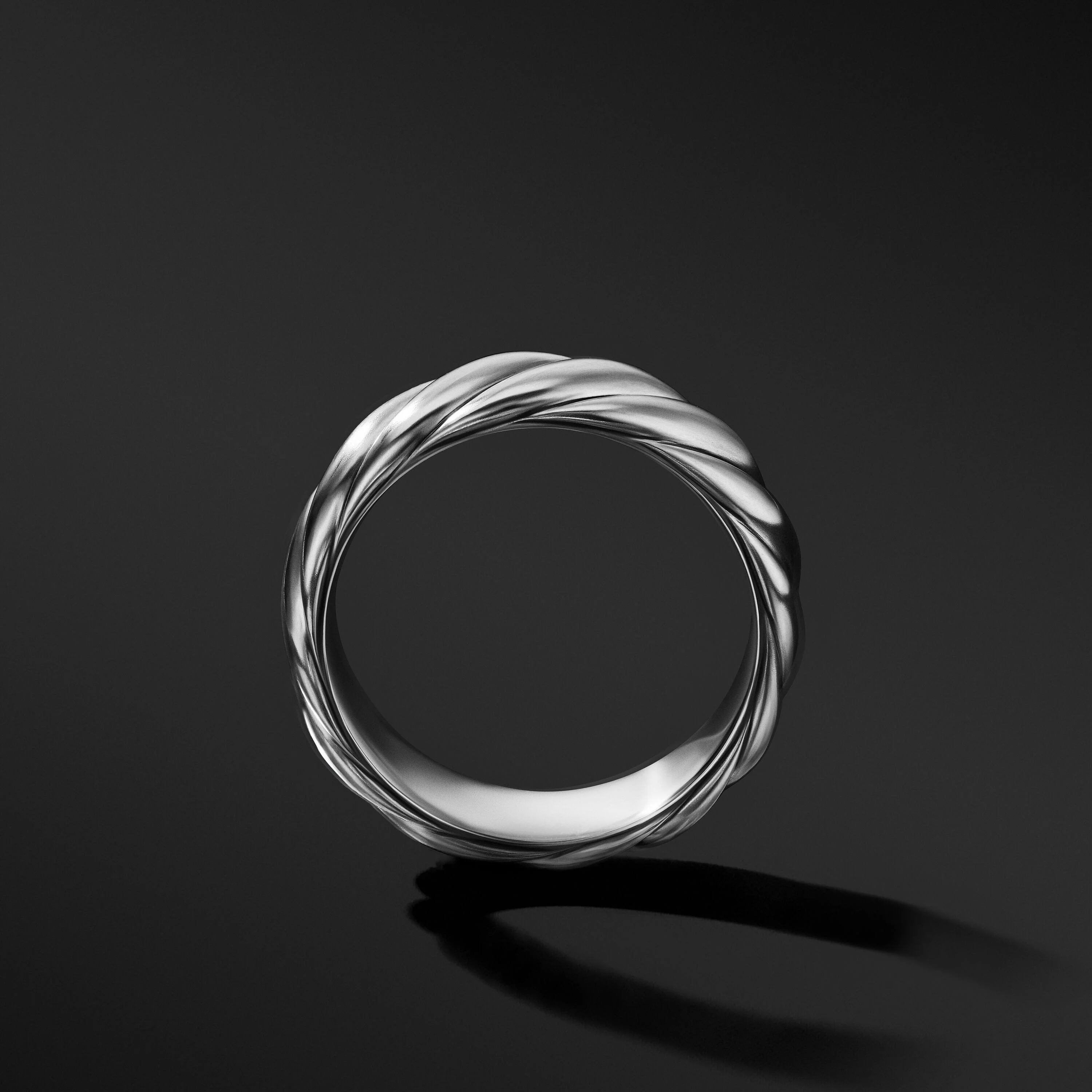 Sculpted Cable Contour Band Ring in Sterling Silver - Image 3