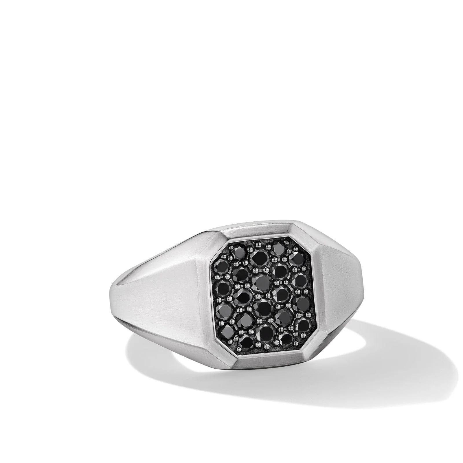 Streamline® Signet Ring in Sterling Silver with Black Diamonds, 14mm