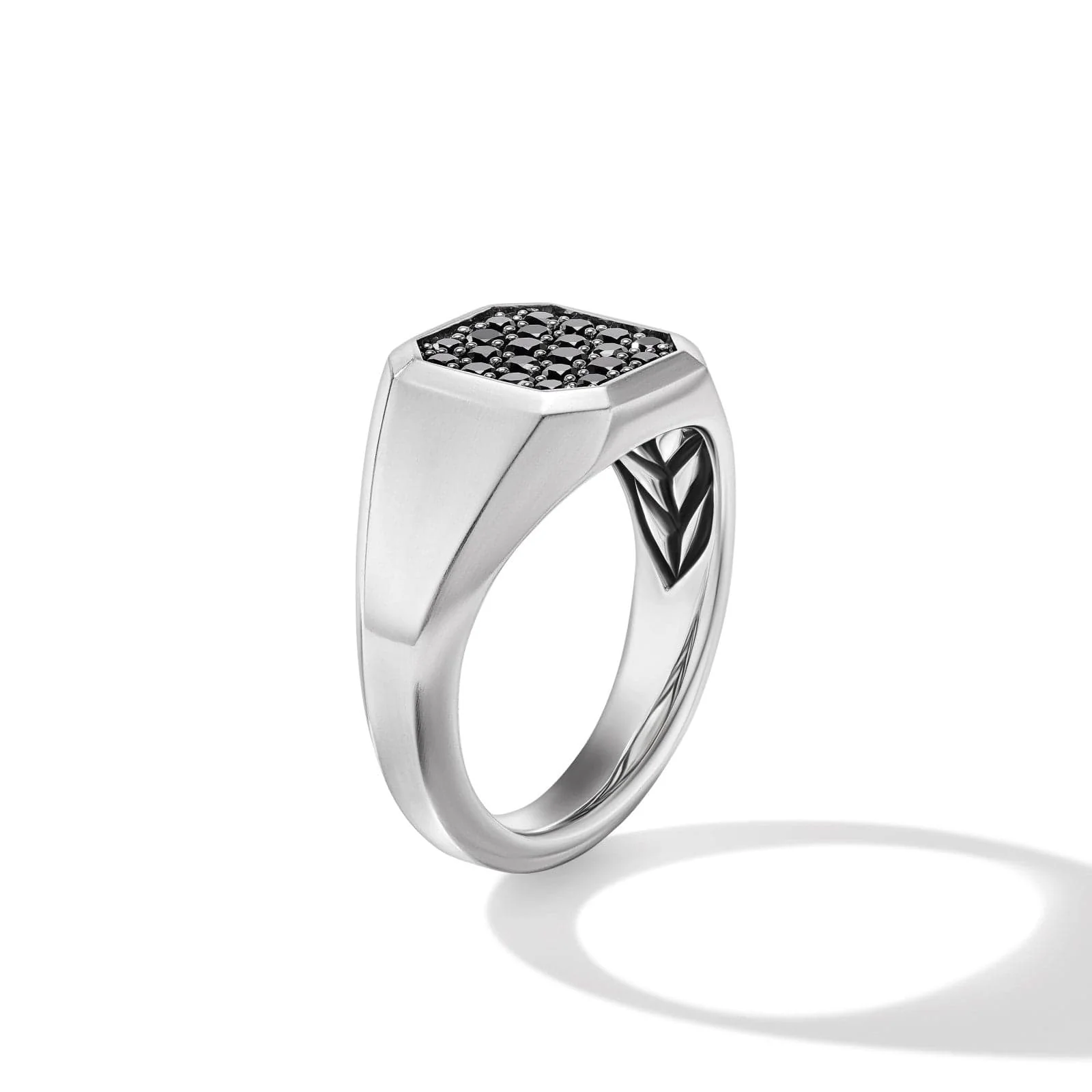 Streamline® Signet Ring in Sterling Silver with Black Diamonds, 14mm - Image 2