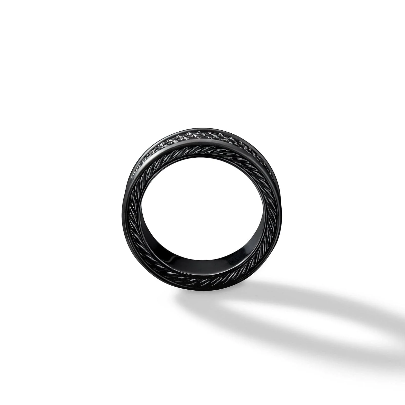 Streamline® Three Row Band Ring in Black Titanium with Black Diamonds, 8.5mm - Image 2