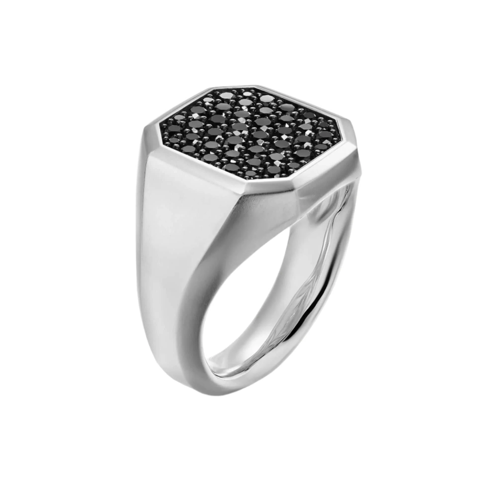 Streamline® Signet Ring Sterling Silver with Black Diamonds, 18mm - Image 2
