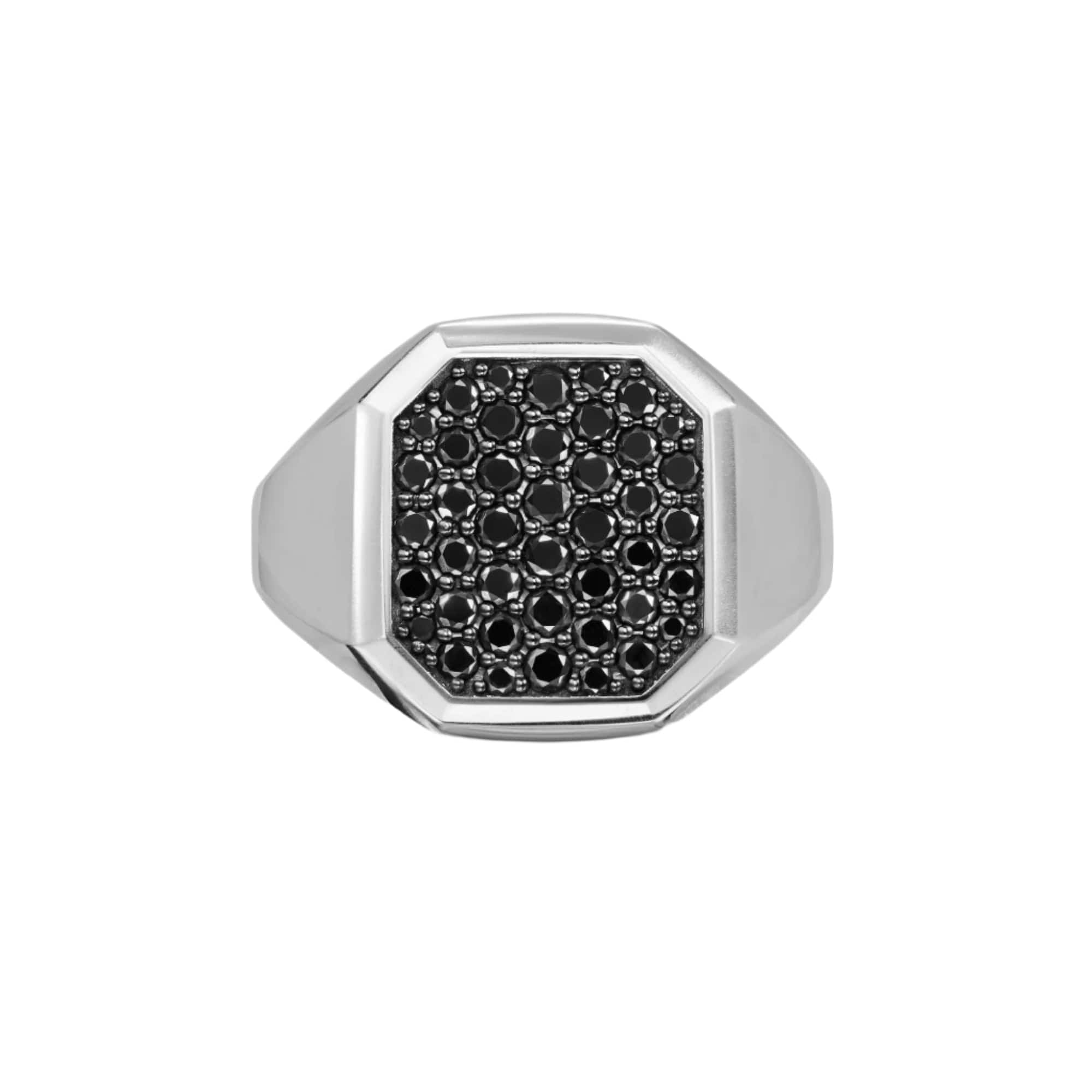 Streamline® Signet Ring Sterling Silver with Black Diamonds, 18mm - Image 4