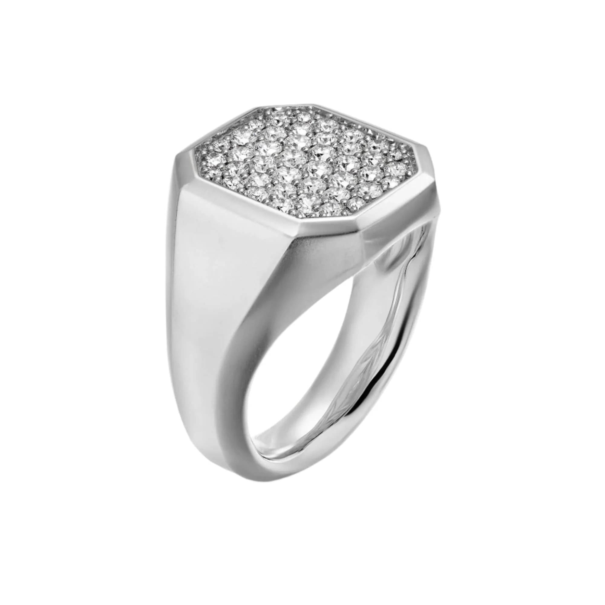 Streamline® Signet Ring Sterling Silver with Diamonds, 18mm - Image 2