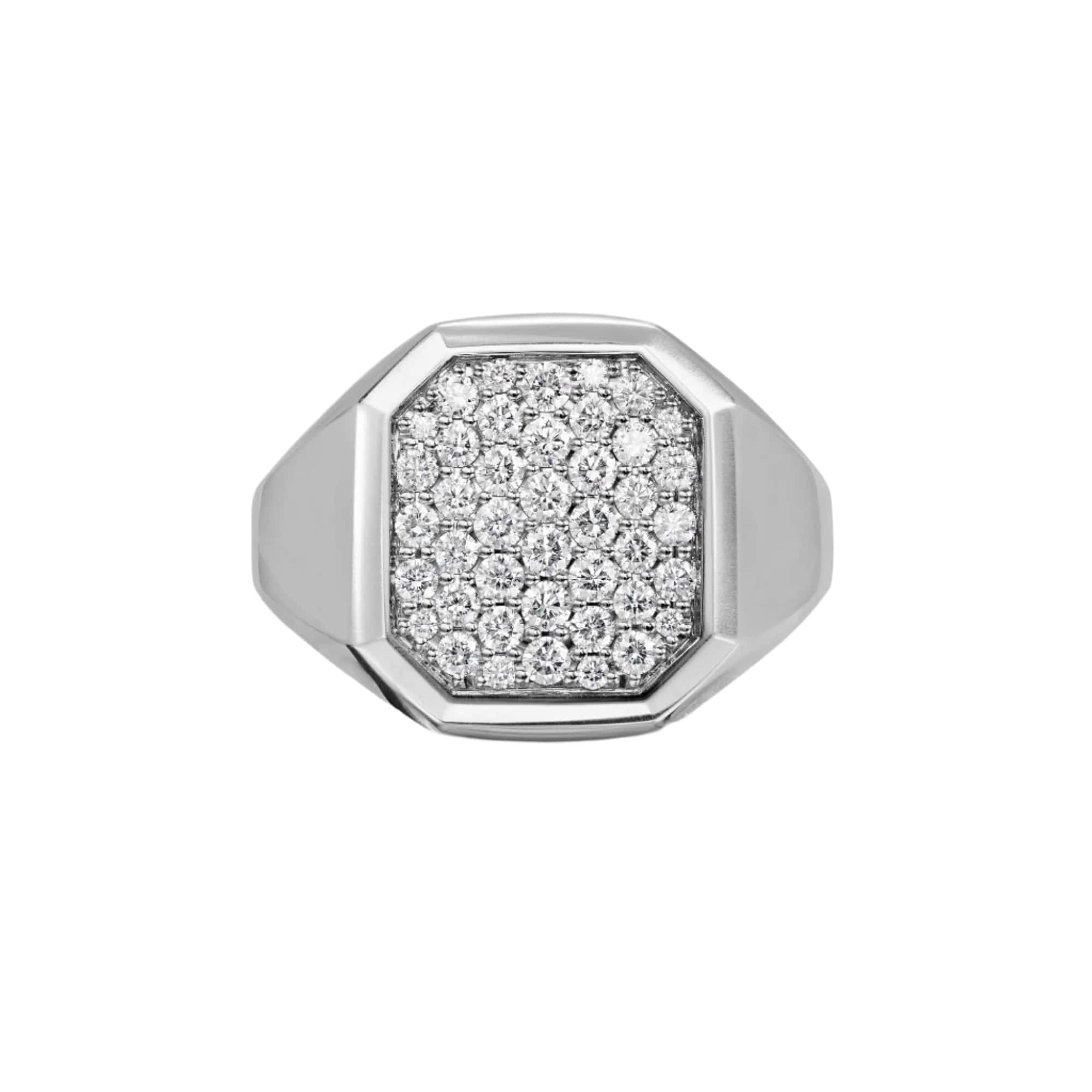 Streamline® Signet Ring Sterling Silver with Diamonds, 18mm - Image 4