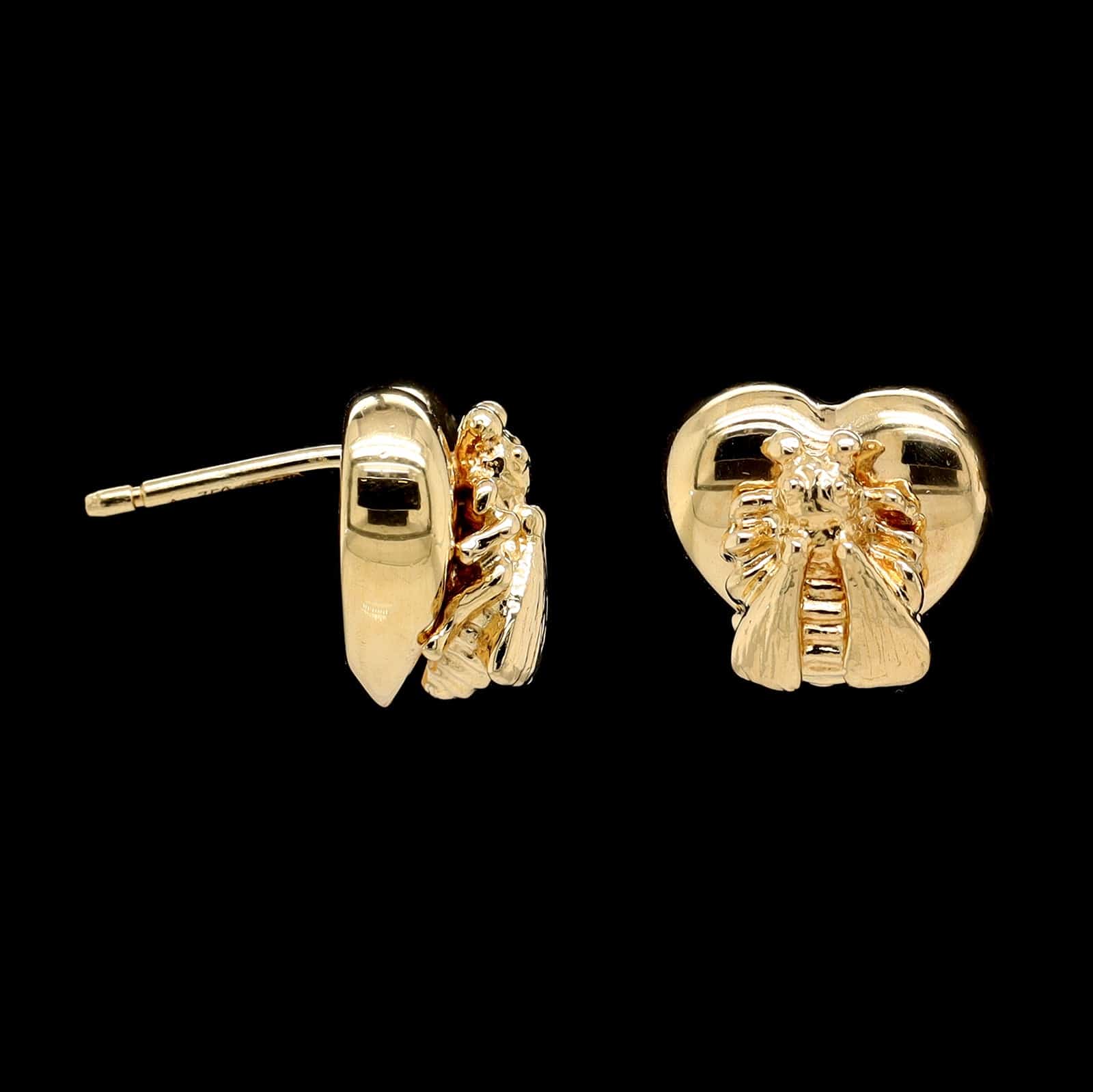 Gucci 18K Yellow Gold Estate Le Marche Des Merveilles Heart Bee Earrings
