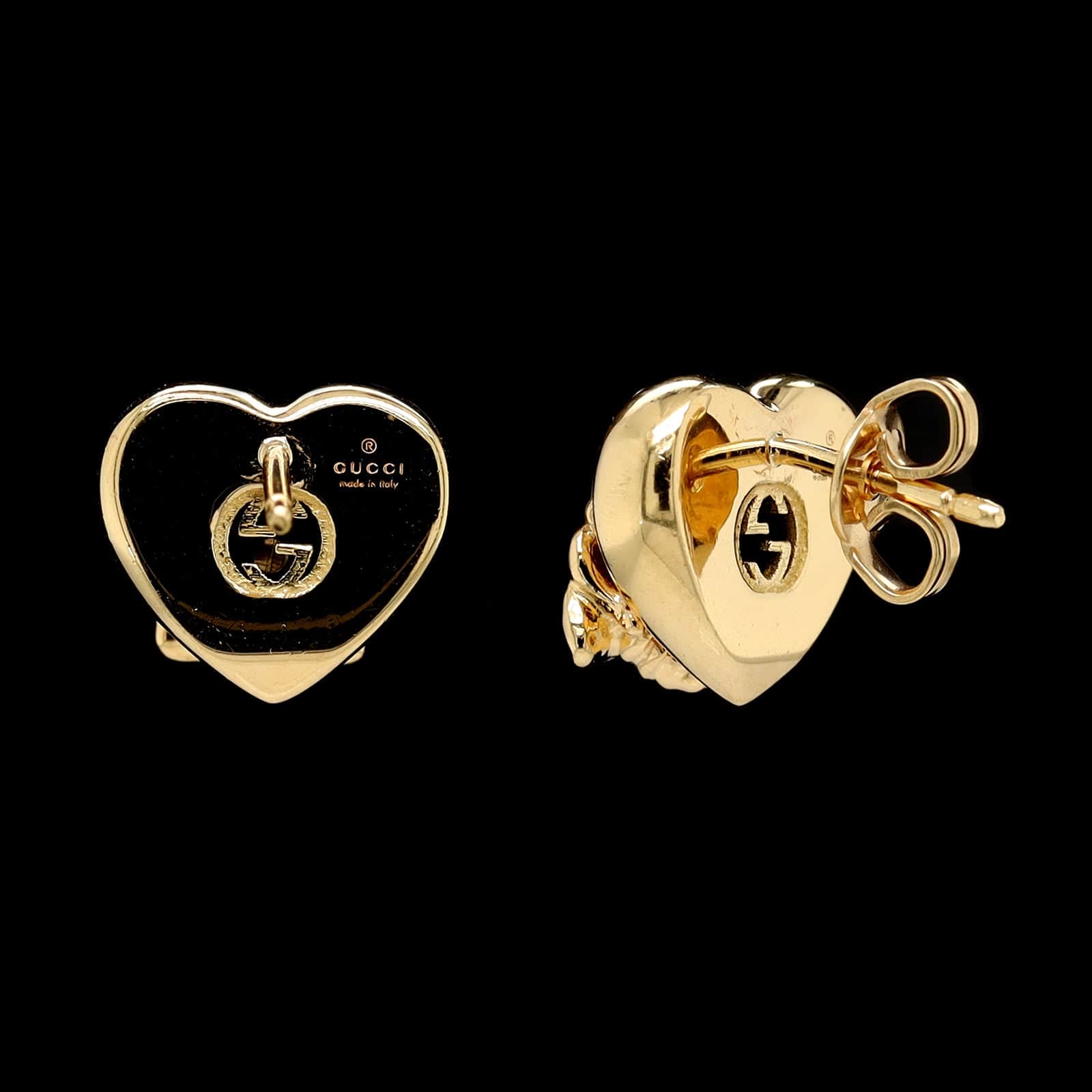 Gucci 18K Yellow Gold Estate Le Marche Des Merveilles Heart Bee Earrings - Image 2