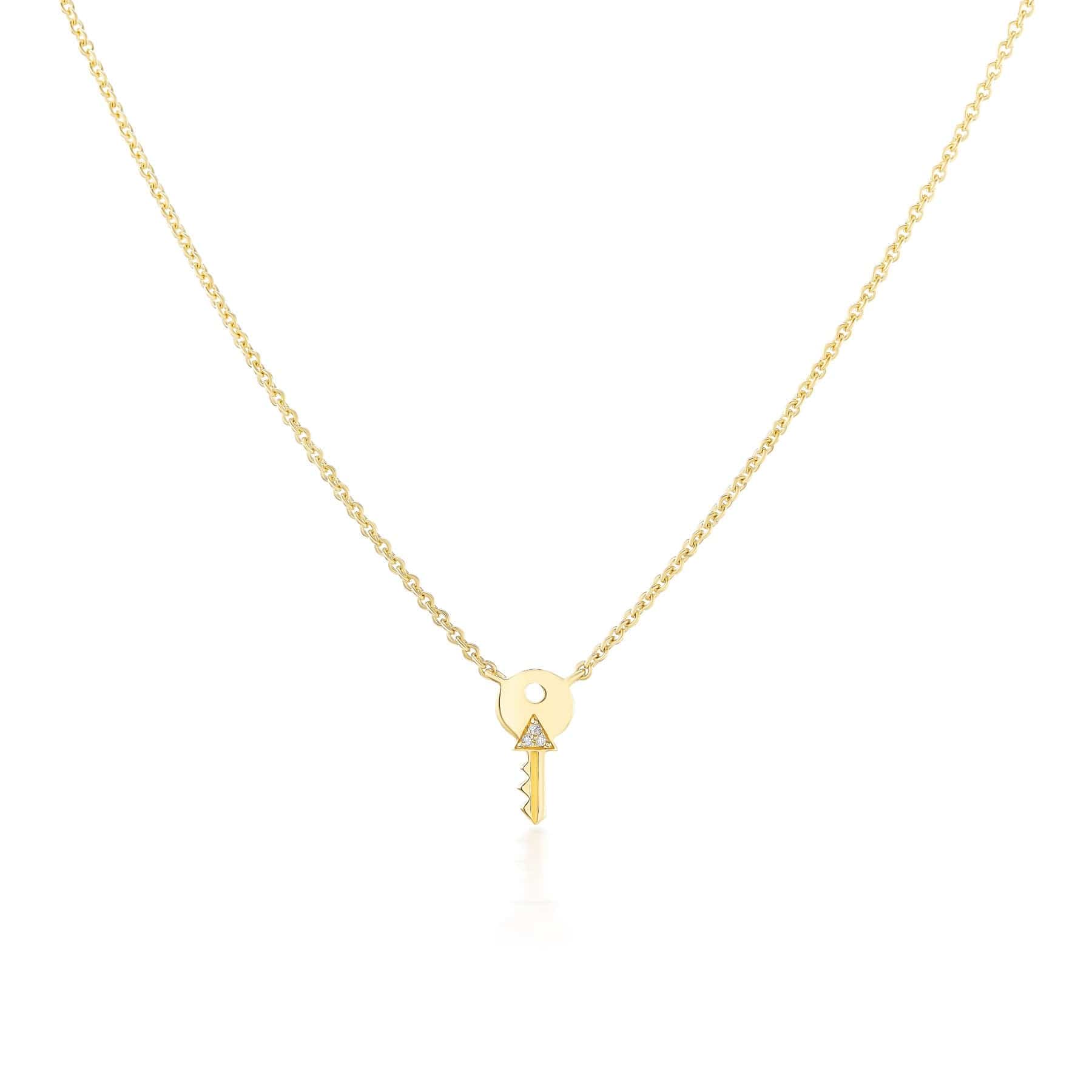Harwell Godfrey 18K Yellow Gold Diamond Tiny Key Pendant Necklace